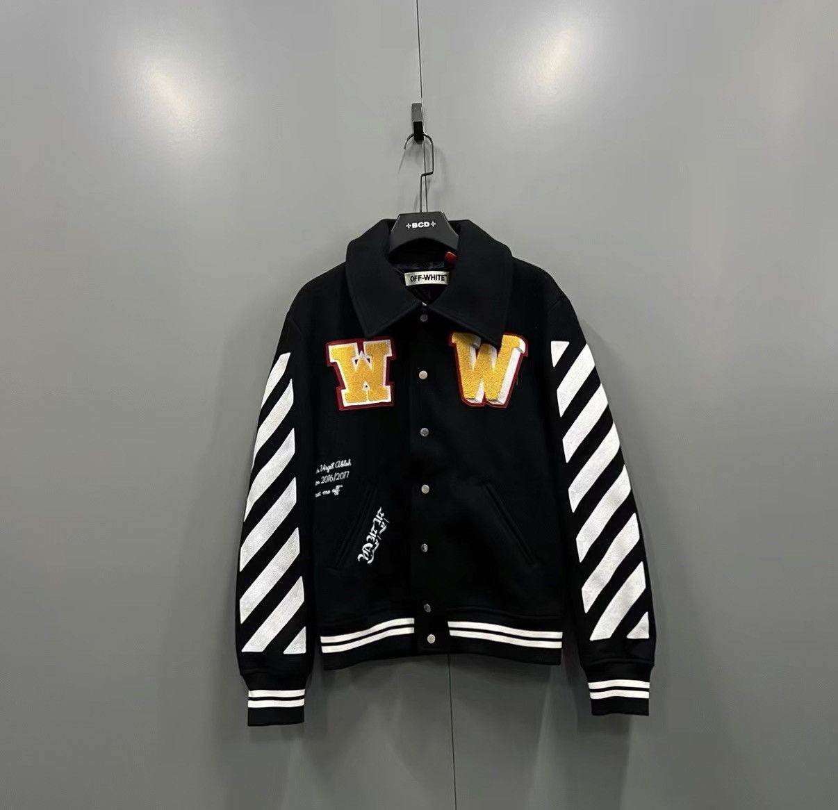 Off-White OFF-WHITE OW Embroidered Logo Baseball Jacket J41 Size US S / EU 44-46 / 1 - 1 Thumbnail