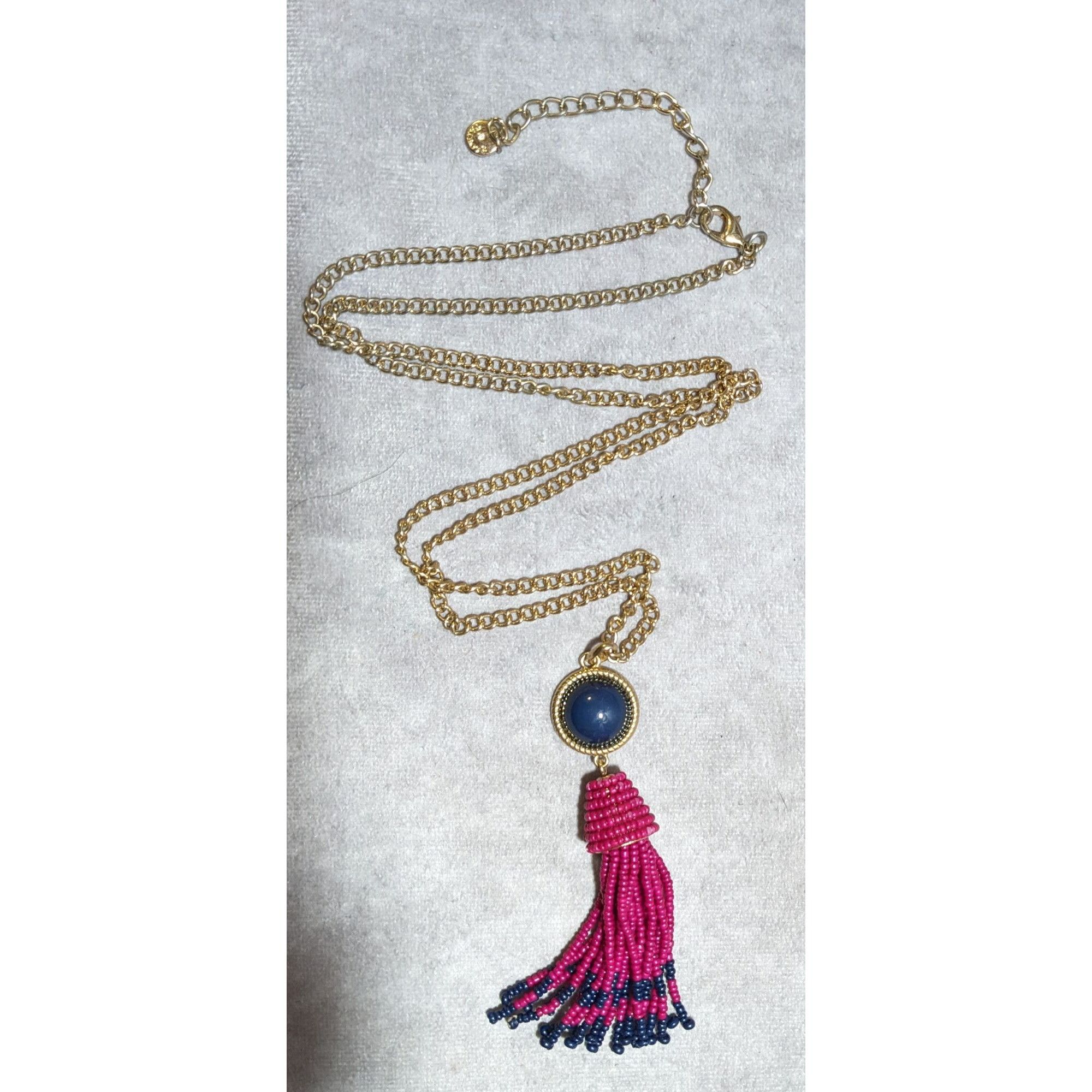 Talbots Talbots Pink And Blue Beaded Tassel Necklace Size ONE SIZE - 10 Thumbnail
