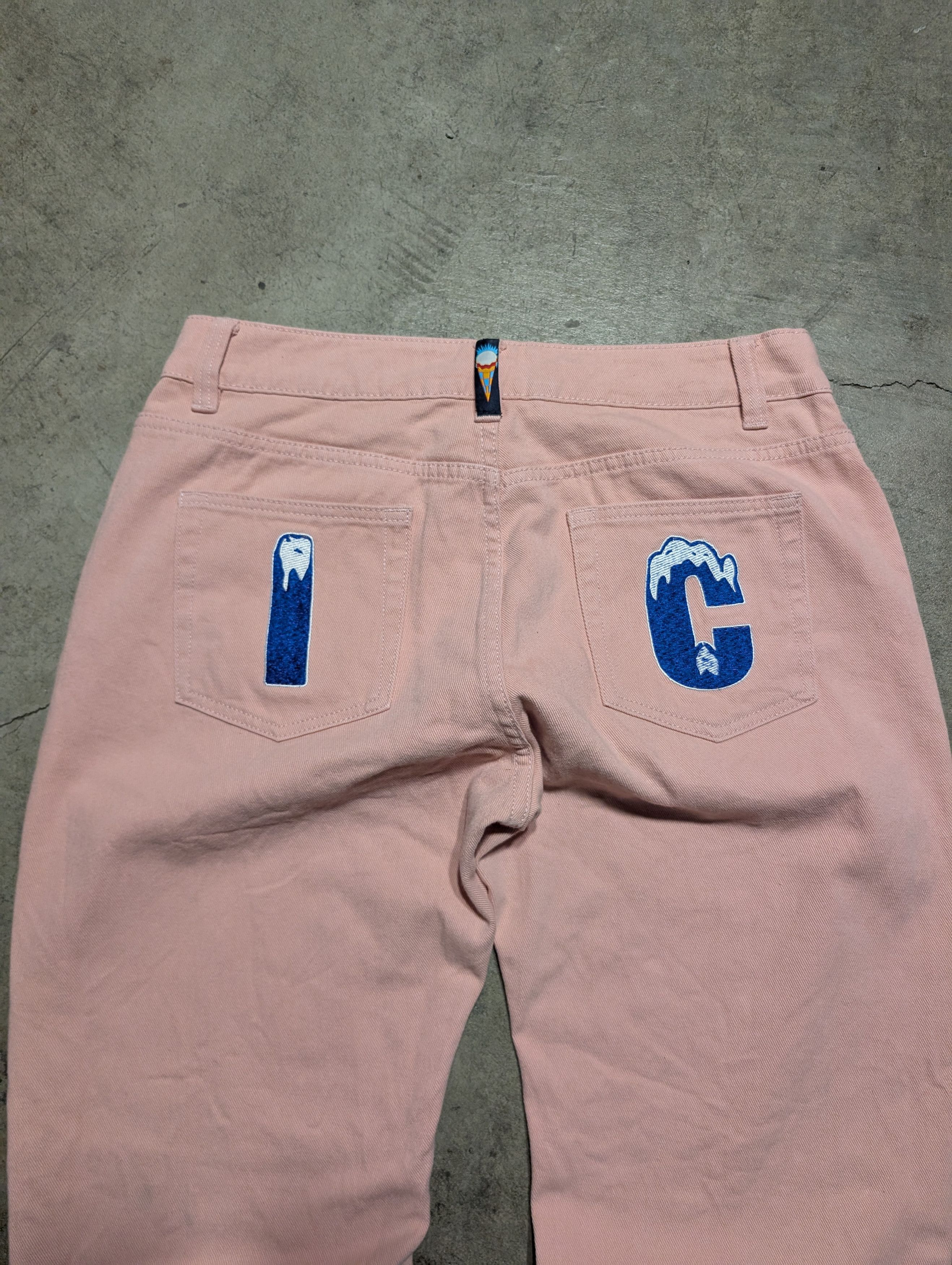 Billionaire Boys Club Pink Running Dog Embroidered Baggy Jeans EU Size US 35 - 8 Thumbnail