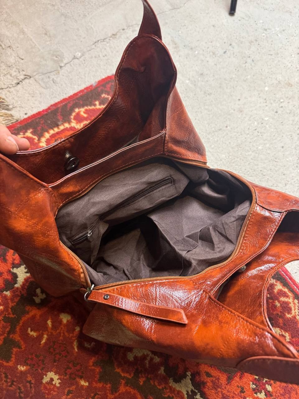 Japanese Brand × Vintage JINGPIN Piju Purse Mocha Pebbled Faux Leather Shoulder Bag Size ONE SIZE - 6 Thumbnail