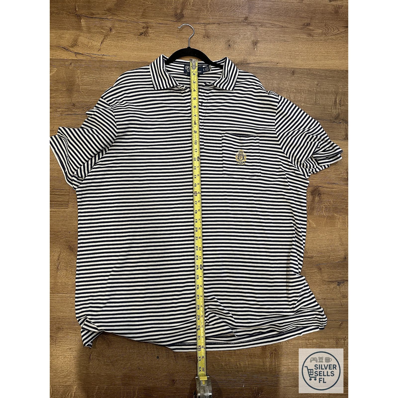Polo Ralph Lauren Polo Ralph Lauren XL Navy White Striped Crest Pocket Shirt Size US XL / EU 56 / 4 - 5 Thumbnail