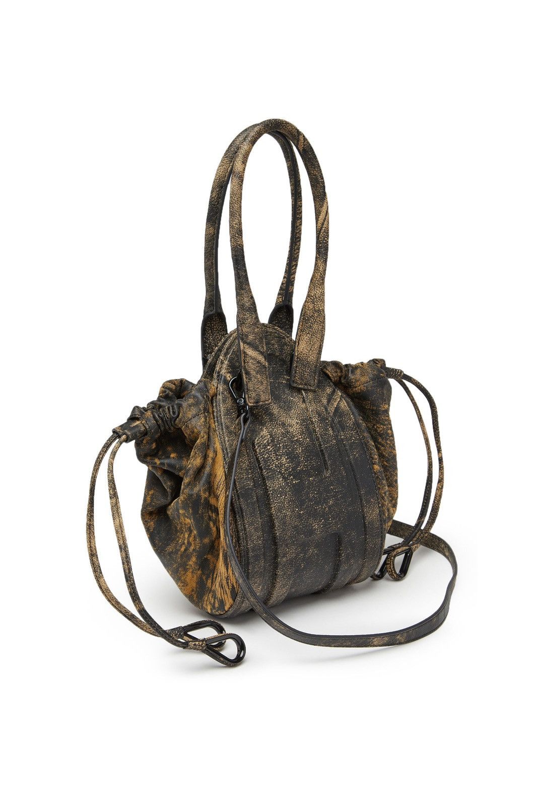 Diesel 1-DR Fold Yellow Marble Leather Handbag Size ONE SIZE - 2 Thumbnail