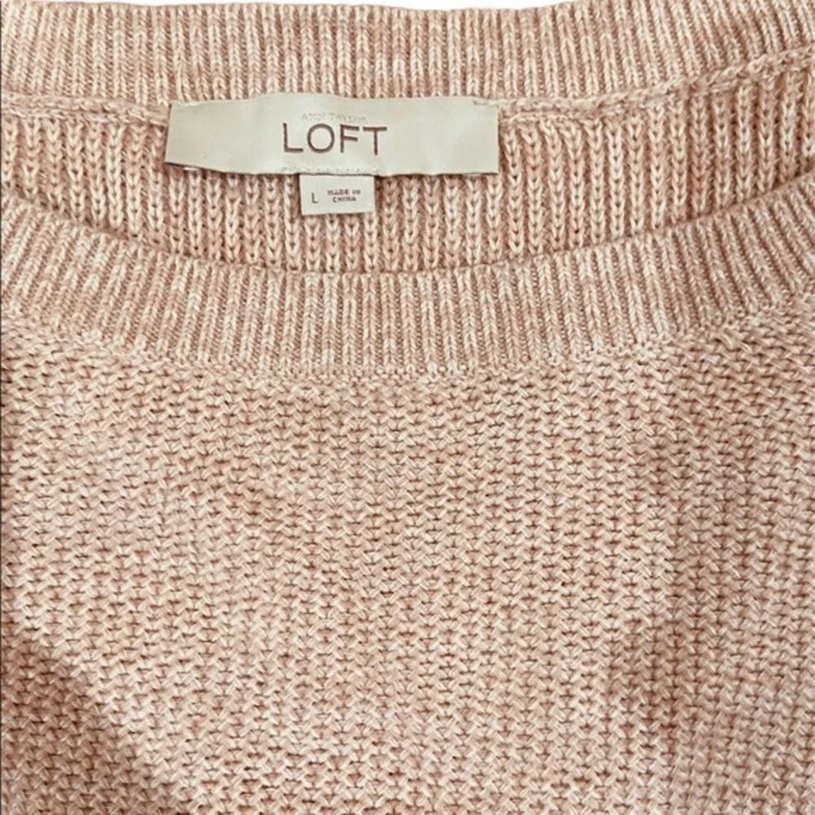 Loft LOFT Ann Taylor Women's Champagne Knit Sweater Sz L Size L / US 10 / IT 46 - 3 Thumbnail