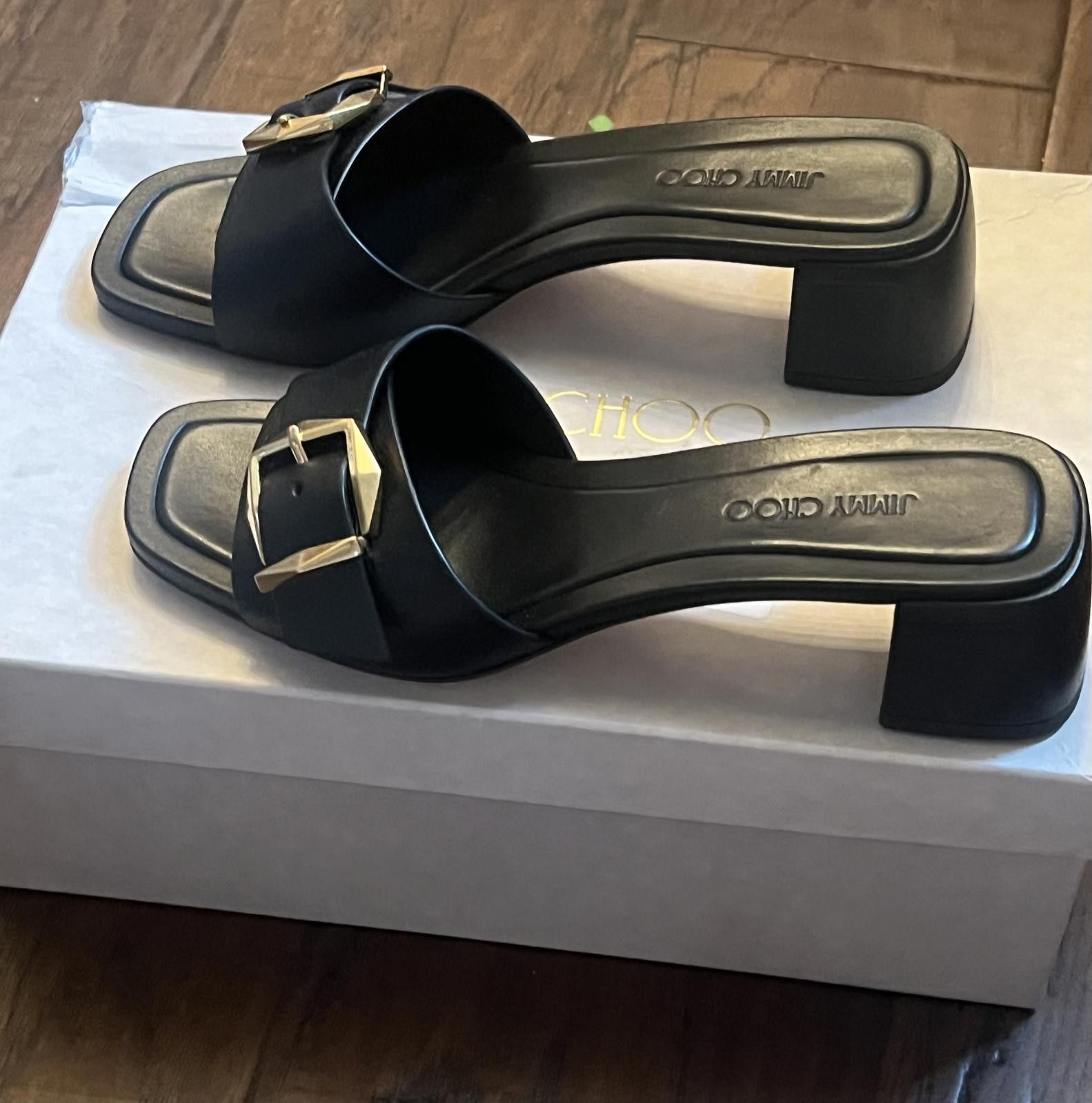 Jimmy Choo Jimmy Choo Hawke 40 Buckle Leather Mules - 37 Size US 6.5 / IT 36.5 - 3 Thumbnail