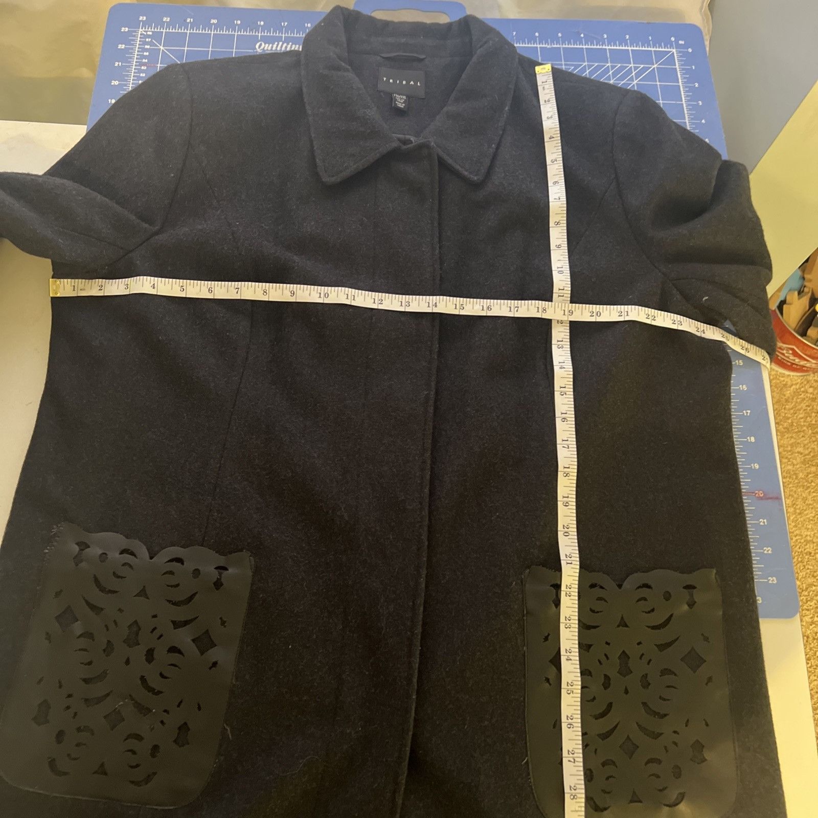Tribal Streetwear TRIBAL XXL WOOL BLEND LONG COAT. LASER CUT POCKET DETAIL. LE Size XXL / US 16-18 / IT 52-54 - 15 Thumbnail