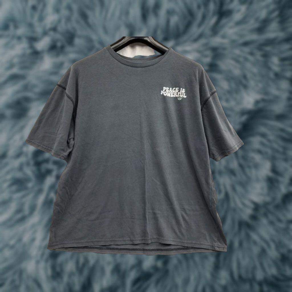 Vintage Peace Is Powerful Short Sleeve Crewneck T-Shirt Men's Medium Gray Cotton 100% Graphic Tee Unbranded Unisex Adults Crew Neck Size US M / EU 48-50 / 2 - 1 Thumbnail