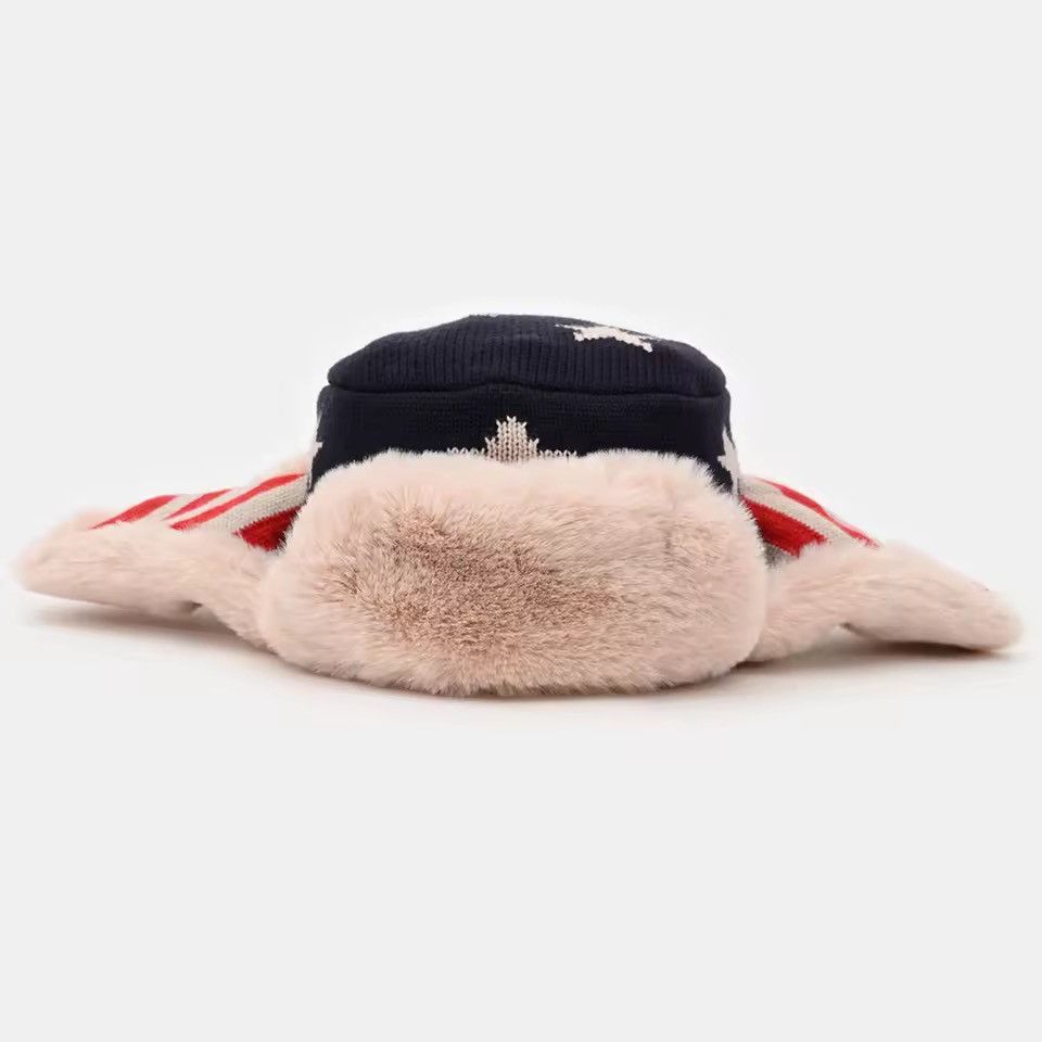 Vintage American Flag Warm Plush Knit Ushanka Hat Size ONE SIZE - 4 Thumbnail