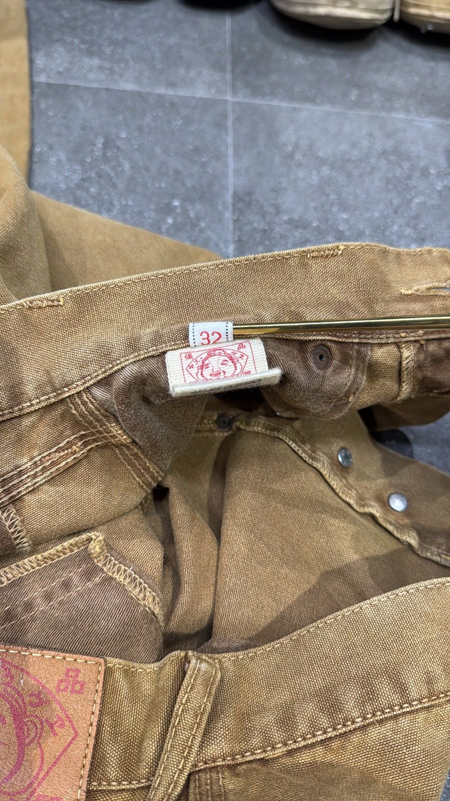 Evisu Rare EVISU Yamane Deluxe Canvas Pants Suede Leather Daicock Size US 32 / EU 48 - 11 Thumbnail
