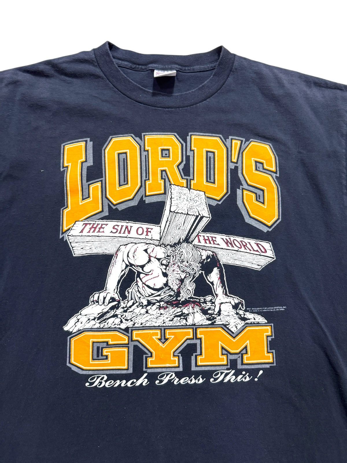 Vintage *RARE* VINTAGE 1990 90s LORD’S GYM GOD BODYBUILDING T-SHIRT Size US XL / EU 56 / 4 - 3 Thumbnail
