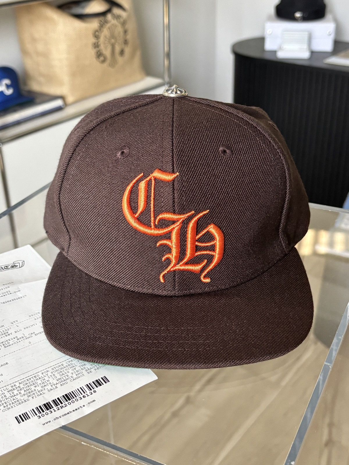 Chrome Hearts NEW | CHROME HEARTS | BROWN LOGO EMBROIDERED HAT CH Size ONE SIZE - 1 Thumbnail