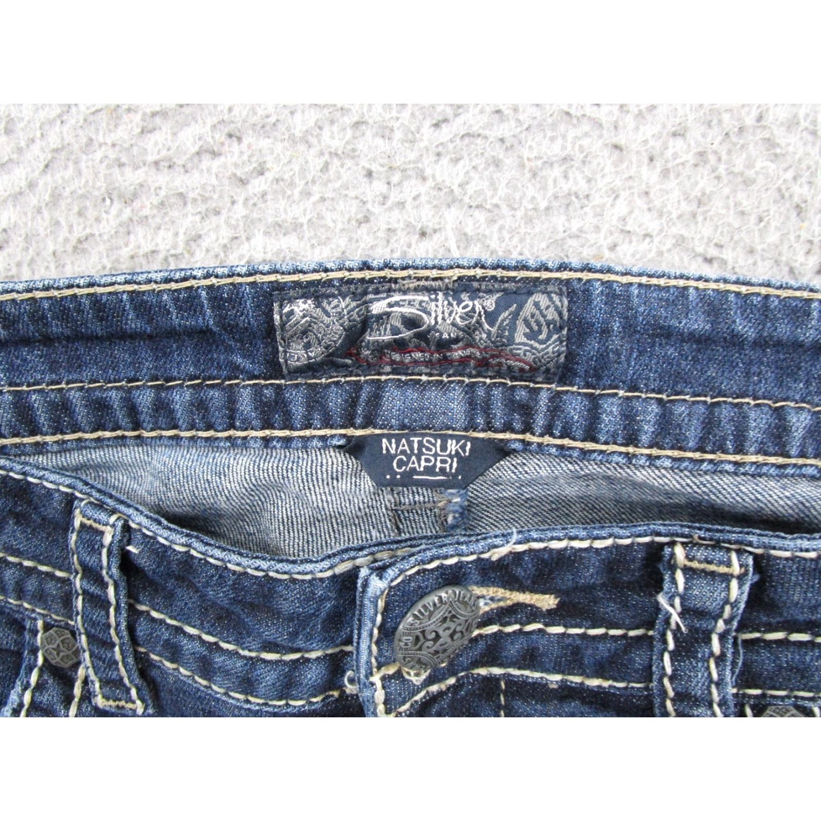 Silver Jeans Co. VTG Silver Jeans Natsuki Capri Thick Stitch Denim Jeans Women's Size 32x27 Size 24" / US 00 / IT 34 - 4 Thumbnail