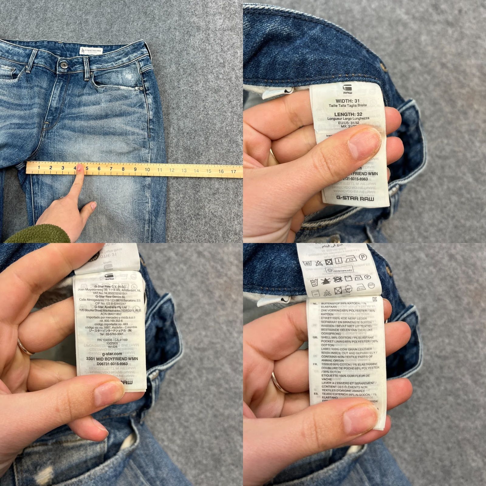 G-Star G-Star Womens Jeans Boyfriend 31 32 Mid Wash Blue Whiskers Midge 5-Pocket Denim Regular Zip Closure Rise High 11 in Inside Leg 28 in 34 in Waist Size 34" / US 12 / IT 48 - 9 Thumbnail