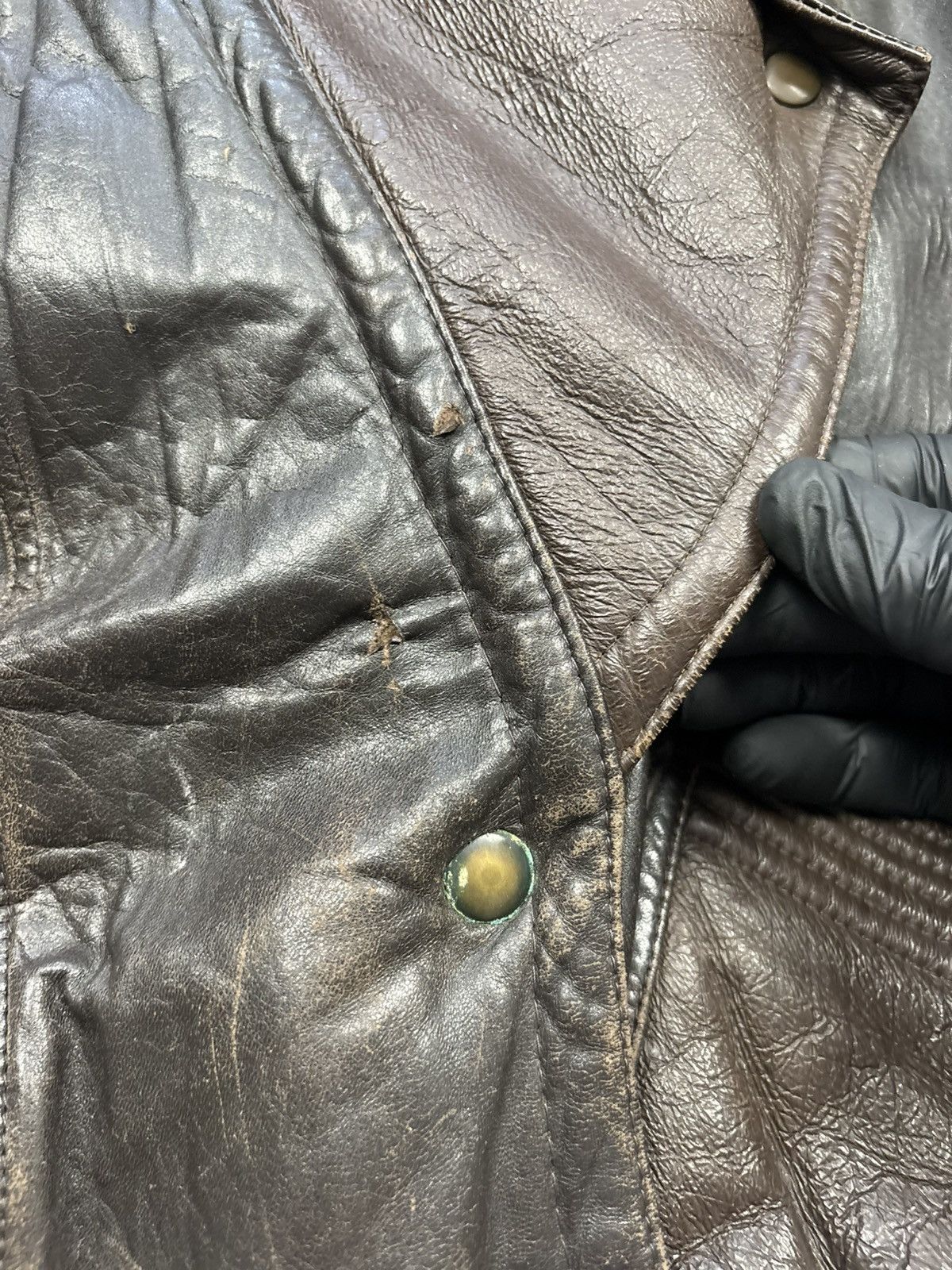 Vintage Vintage Italian Leather Shearling Jacket Aviator Brown Biker Size US M / EU 48-50 / 2 - 18 Thumbnail