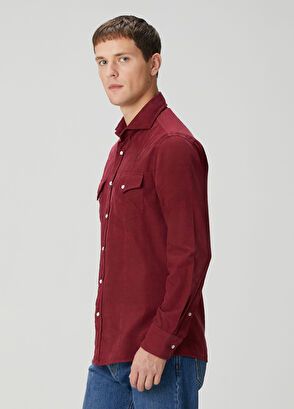 Brunello Cucinelli o1y0526 Solid Color Shirt in Burgundy Size US M / EU 48-50 / 2 - 4 Thumbnail