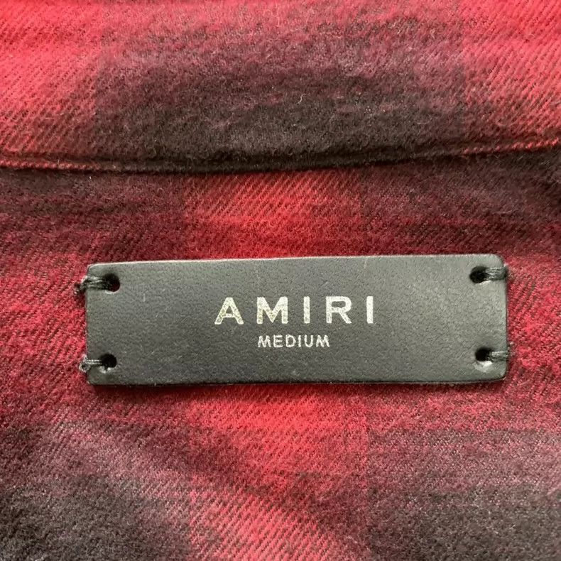 Amiri Amiri Red Distressed Fringed Plaid Shirt Size US M / EU 48-50 / 2 - 5 Thumbnail