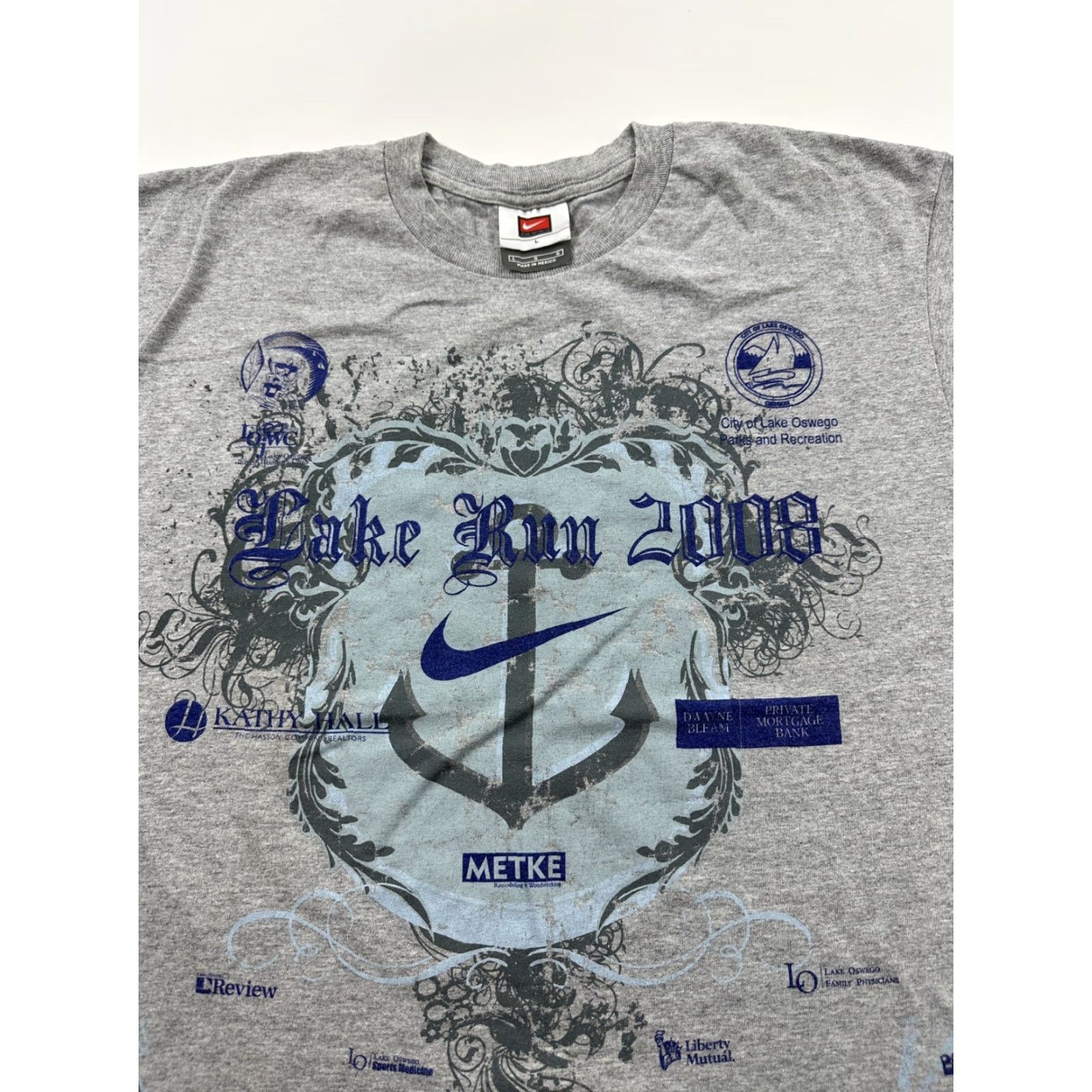 Nike Nike Shirt Men’s Large Gray Lake Run 2008 Marathon Lake Oswego Oregon Size US L / EU 52-54 / 3 - 4 Thumbnail