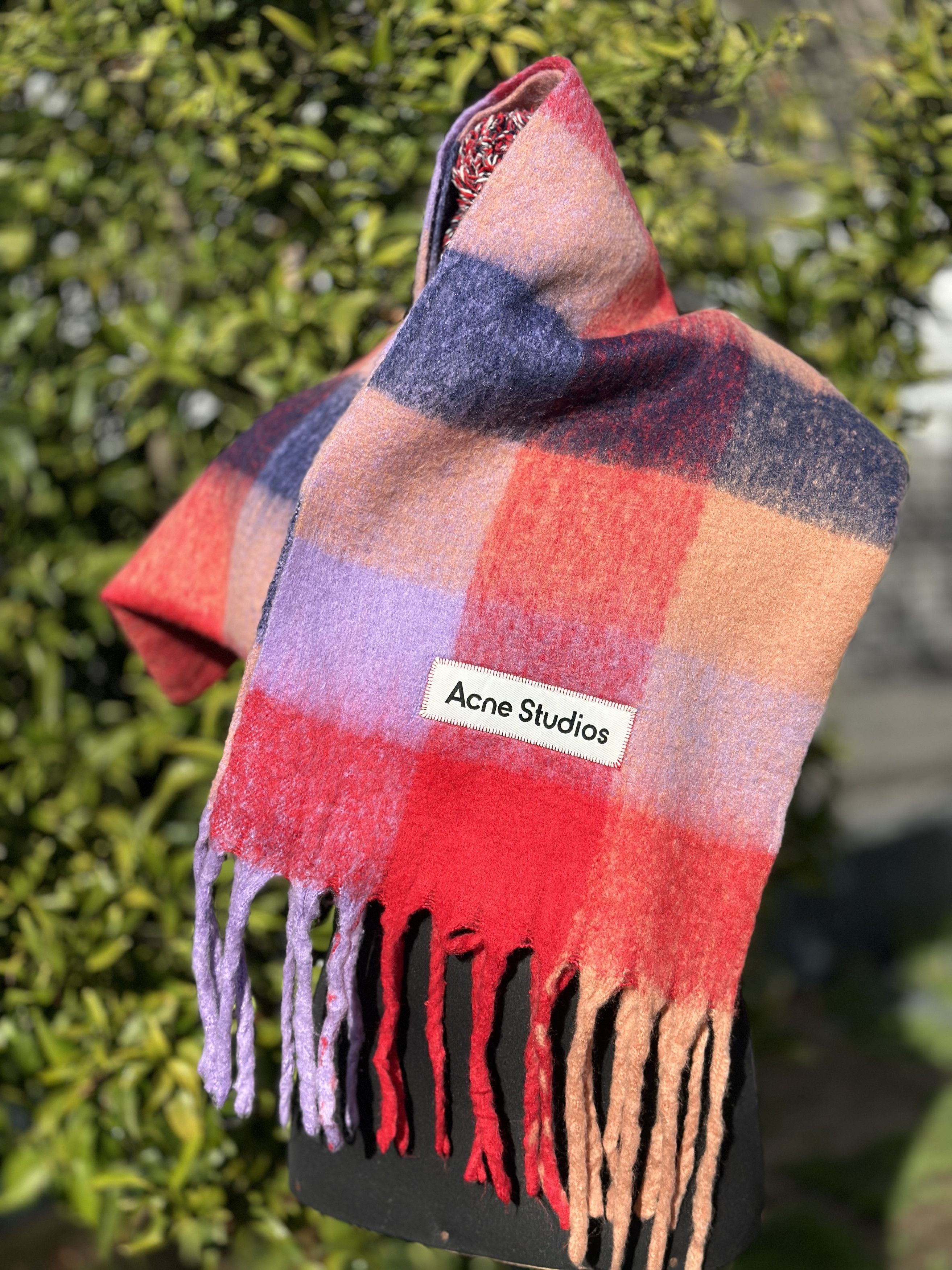 Acne Studios Acne Studios Multicolor Checked Wool Mohair Blend Scarf Red Size ONE SIZE - 1 Thumbnail