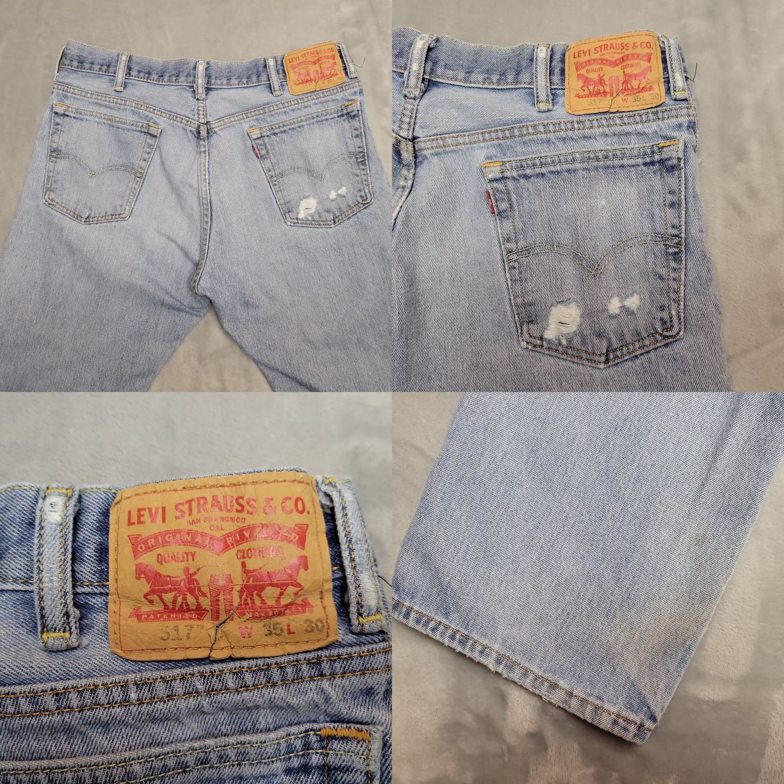 Levi's VINTAGE Levi's 517 Jeans Mens 35x30 Blue Denim 100% Cotton Bootcut Comfort Pants Regular Fit Waist 34 Inseam 30 Zip Mens USA Classic Size US 35 - 8 Thumbnail