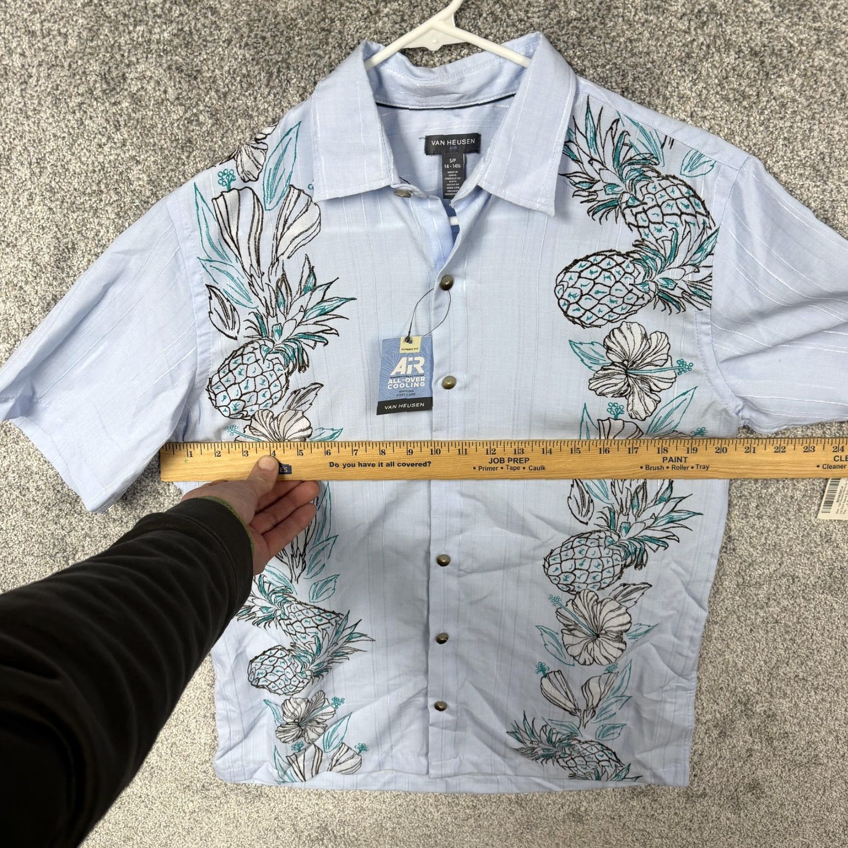 Van Heusen Van Heusen Shirt Mens Small Blue Pineapple Hawaiian Tropical Button Up Size US S / EU 44-46 / 1 - 5 Thumbnail