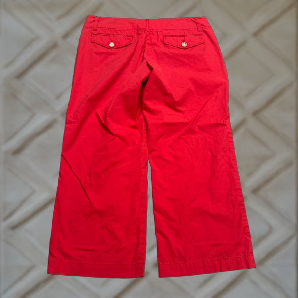 Banana Republic VINTAGE? No — Theory Wide Leg Cropped Chino Pants Womens 6 Red Mid Rise Cotton Trouser 32x23.5 Size 28" / US 6 / IT 42 - 1 Thumbnail