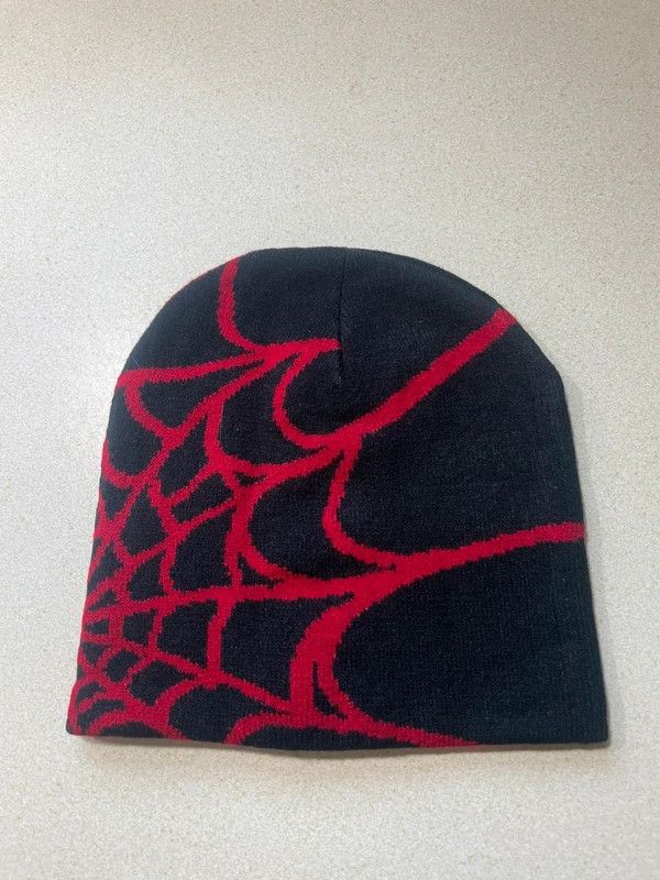 Other Spider Web Beanie Hat Cap Black & Red Size ONE SIZE - 1 Preview