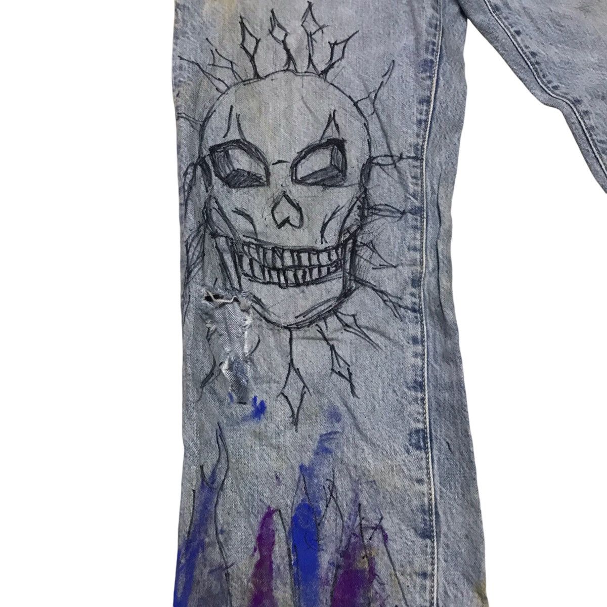 14th Addiction VINTAGE GU ART DISTRESSED DENIM PANTS Size US 30 / EU 46 - 5 Thumbnail