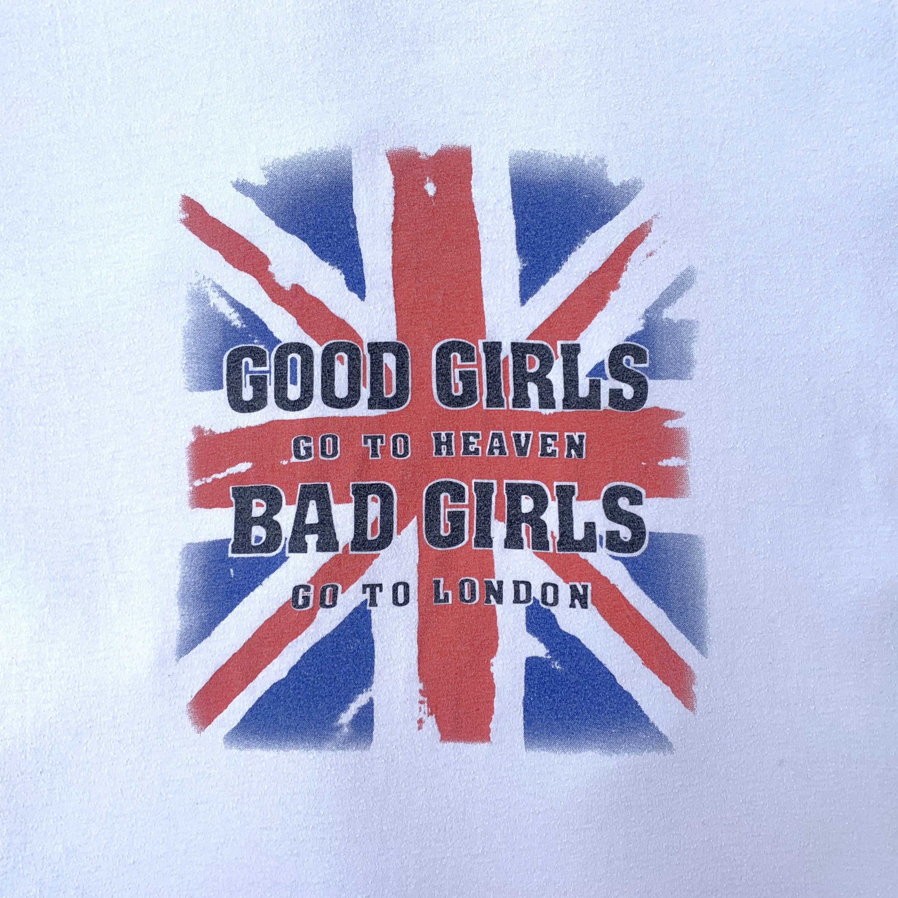Vintage Vintage 90s BAD GIRLS GO TO LONDON t shirt Y2K Retro UK Flag Size US M / EU 48-50 / 2 - 4 Thumbnail