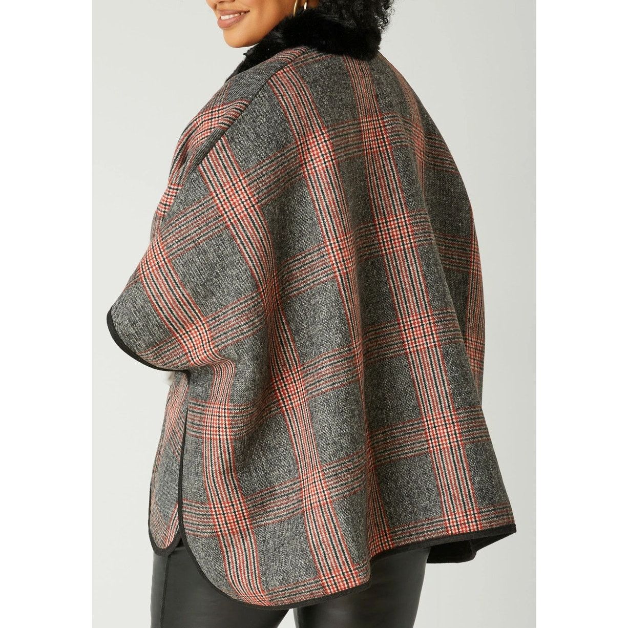 Jones New York JONES NEW YORK Women's Plaid Ruana Cape Shawl Poncho | NWT Size ONE SIZE - 2 Thumbnail