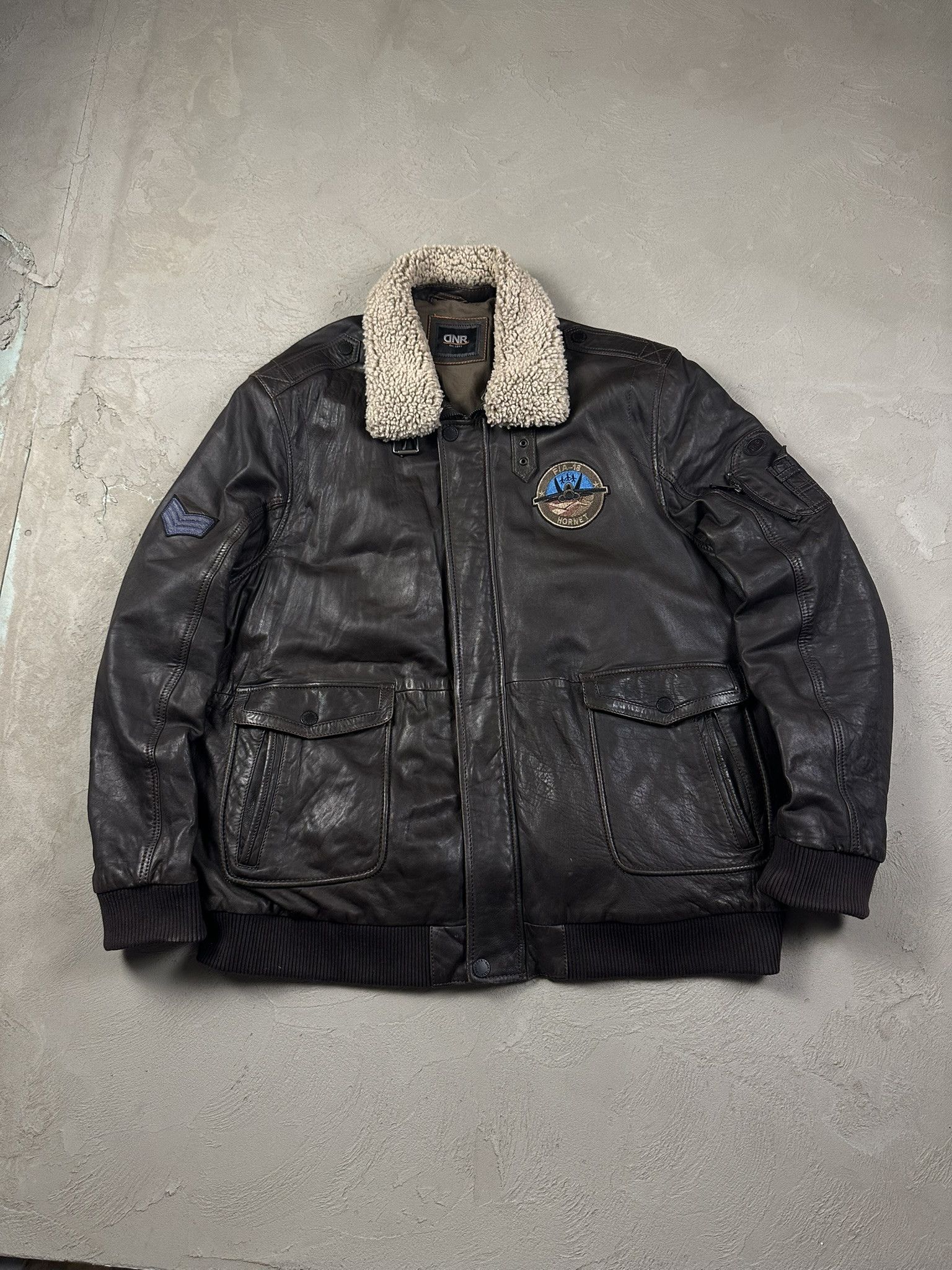 Leather Vintage Flyers Military Bomber Sheepskin Jacket Size US XL / EU 56 / 4 - 1 Thumbnail