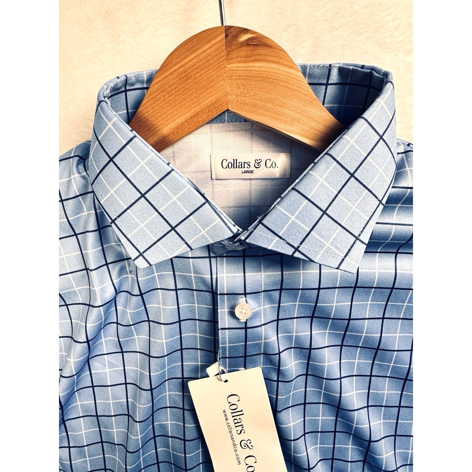 Other Collars & Co. Semi-Spread Collar Polo Shirt Blue Sz L Golf Size US L / EU 52-54 / 3 - 6 Thumbnail