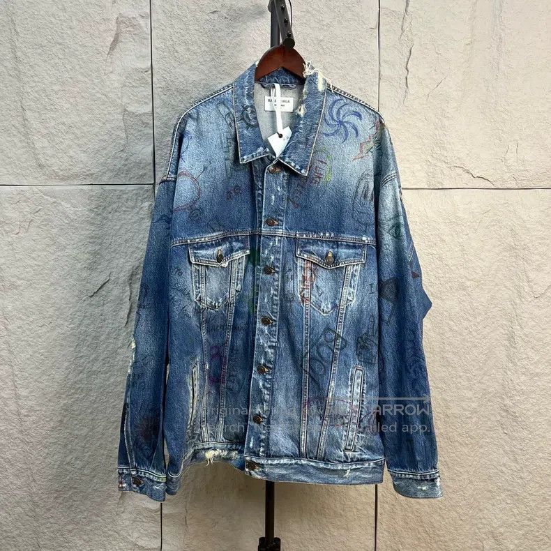 Balenciaga Balenciaga Graffiti Hand-Painted Destroyed Denim Jacket Size US L / EU 52-54 / 3 - 1 Thumbnail