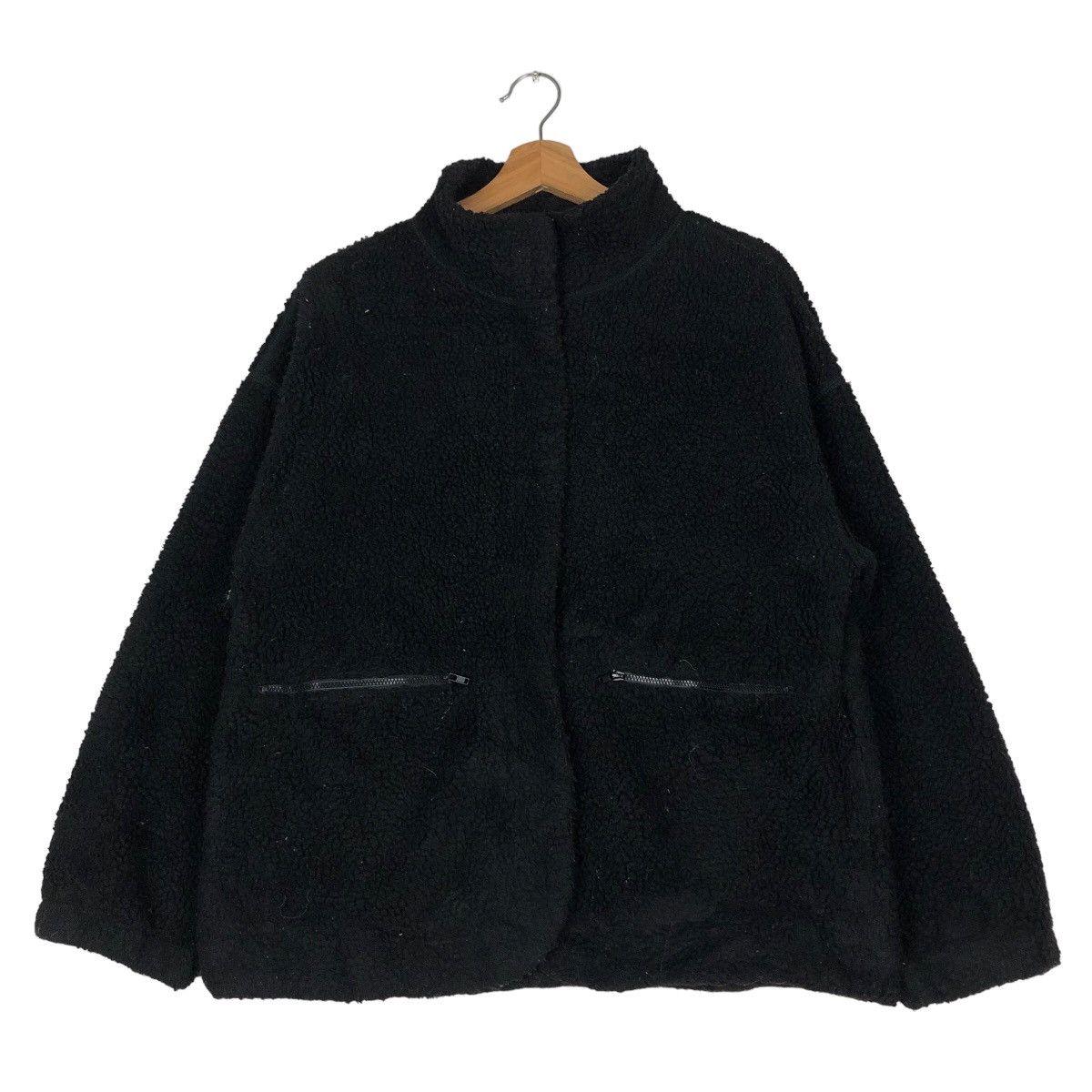 Japanese Brand 🔥Rich Black Vintage Fleece Jacket GU Japan Issey Miyake Size US XL / EU 56 / 4 - 1 Thumbnail