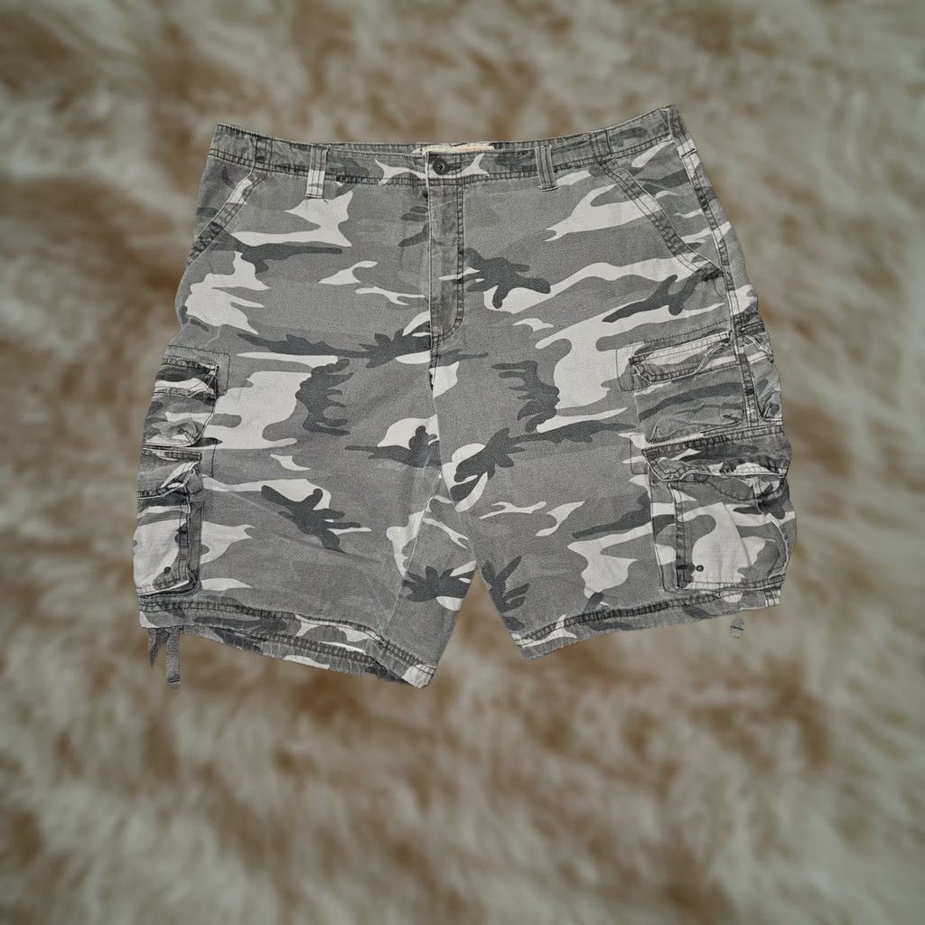 Lee Lee Dungarees Mens Cargo Shorts 42 Gray Camo Cotton Drawstring Pockets Casual Army Style Size US 42 / EU 58 - 1 Thumbnail