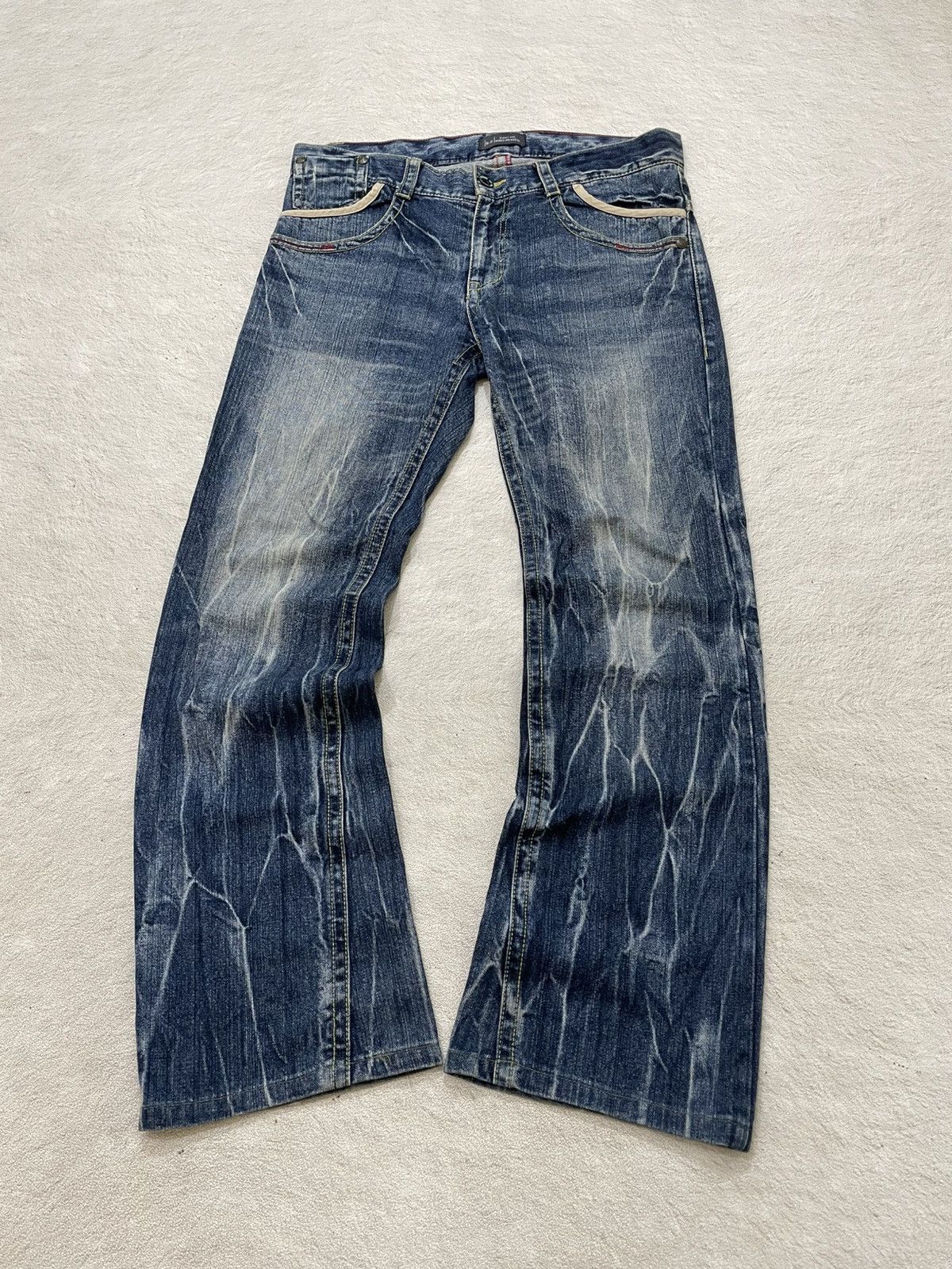 Hysteric Glamour 2000s Hysteric Flare Raw Denim Heavy Fading Embroidered Y2K Size US 36 / EU 52 - 2 Thumbnail