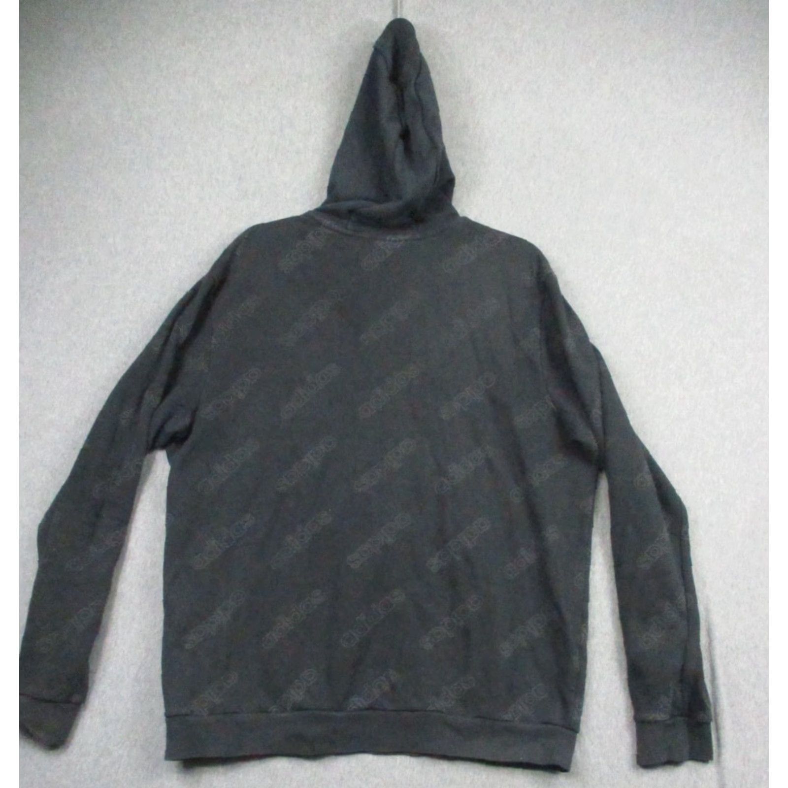 Adidas Adidas Hoodie Adult XL Black Logo All Over Print Pullover Hooded, Pockets, Regular Fit, Men Size US XL / EU 56 / 4 - 4 Thumbnail