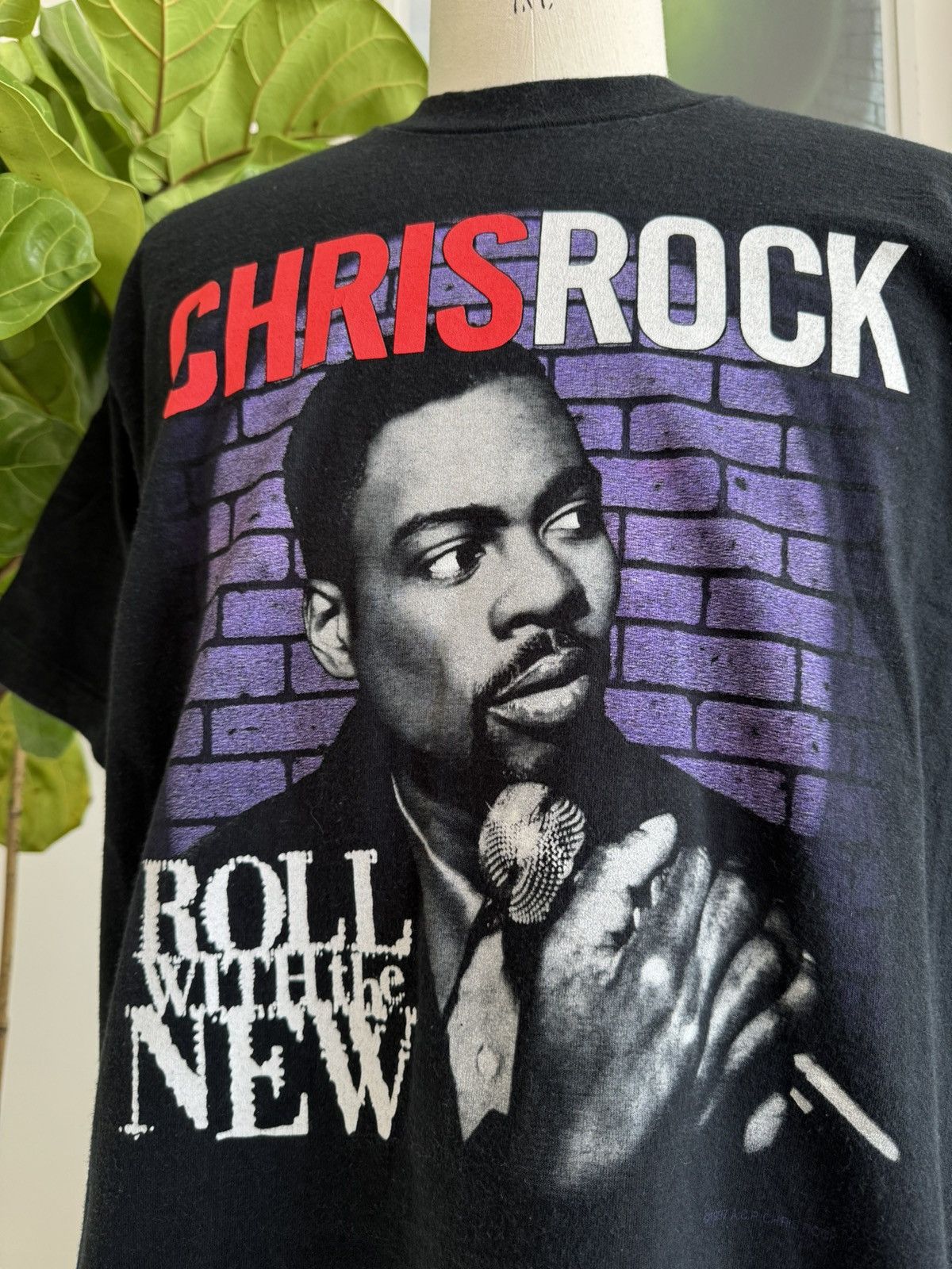 image of Made In USA x Vintage 1997 Chris Rock "roll With The New" Tour Promo Tee in Faded Black (Size XL)