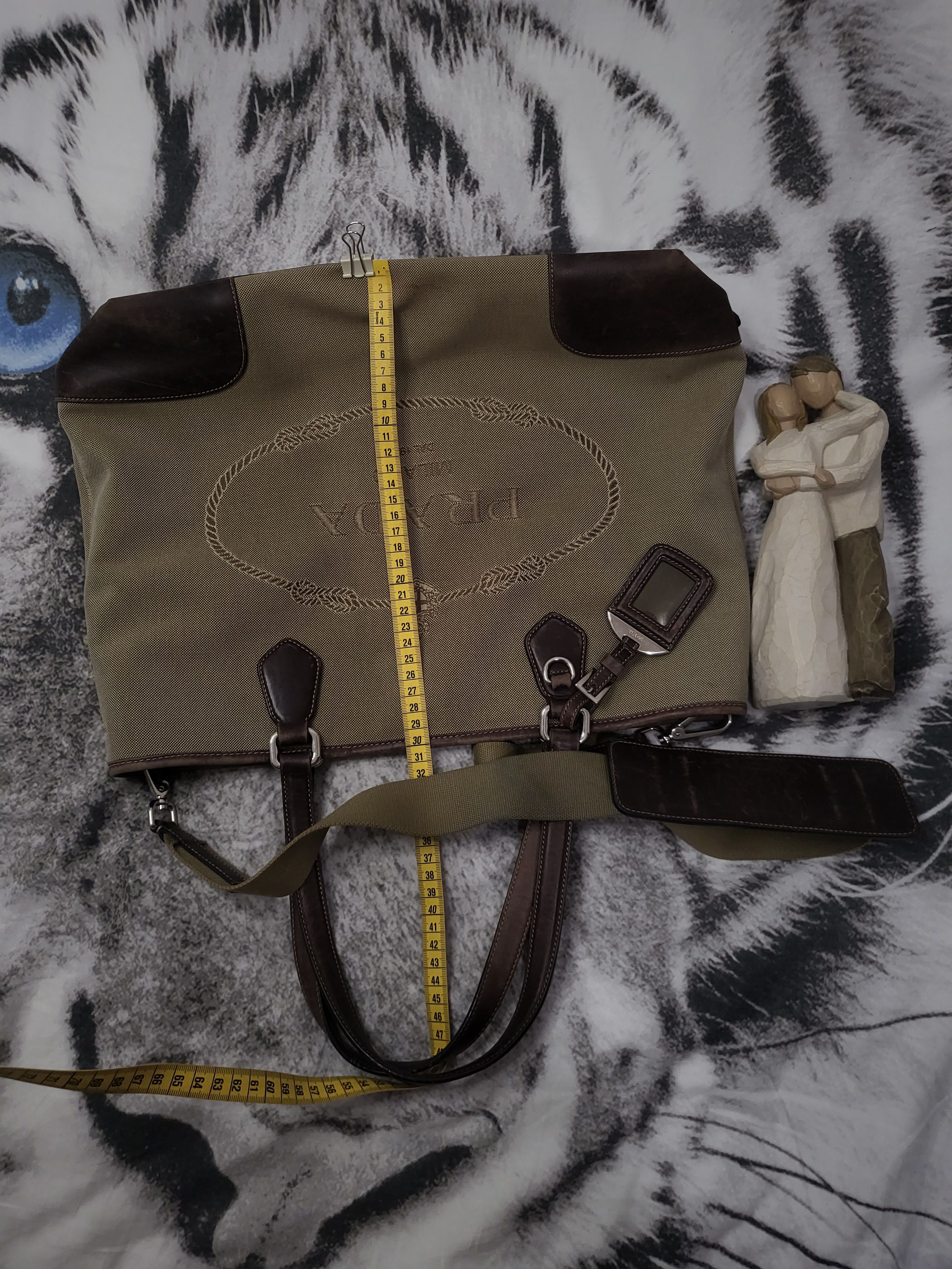 Prada PRADA Logo Jacquard Leather 2Way Bag Beige Broun Size ONE SIZE - 3 Thumbnail