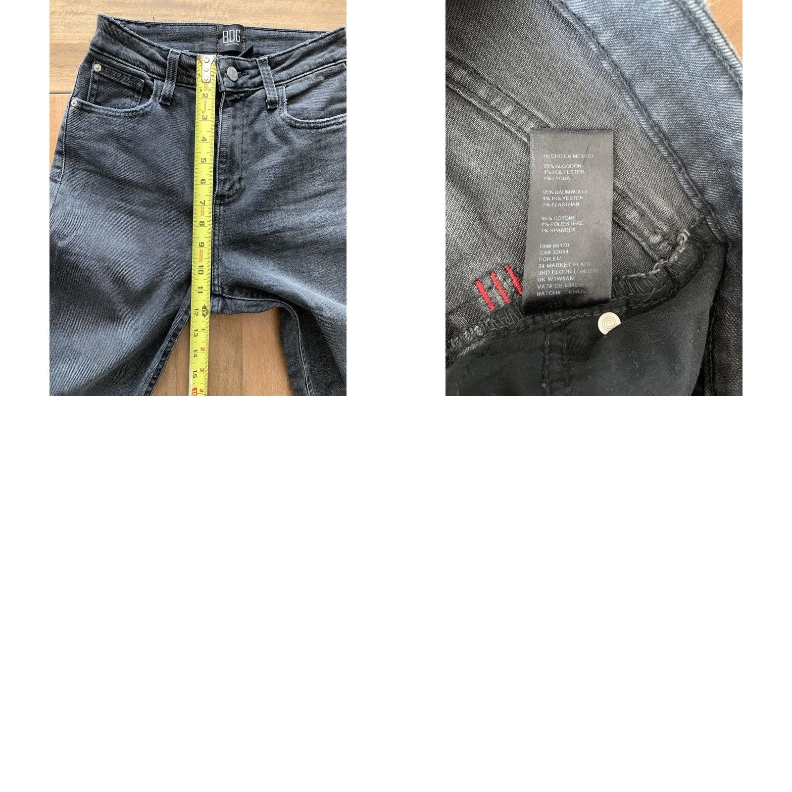 Bdg BDG Urban Outfitters Kick Flare High Rise Cropped Jeans Women 25 Black Denim 24x24.5 5-Pocket Distressed Logo Logo Zip Button Regular Vintage No Size 42" / US 20 - 8 Thumbnail
