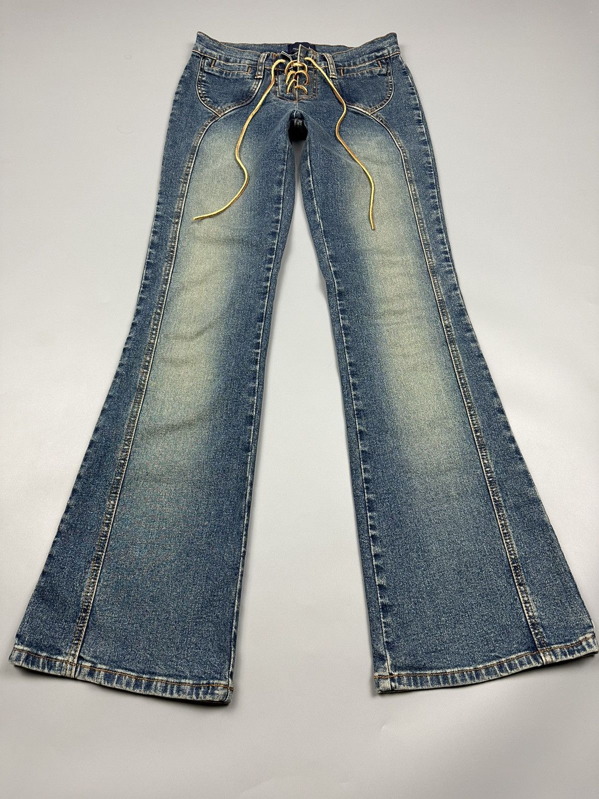 If Six Was Nine × Le Grande Bleu (L.G.B.) 🔥Flared🔥Vintage Complete Girl Low Rise Flared Jeans Size 27" / US 4 / IT 40 - 3 Thumbnail