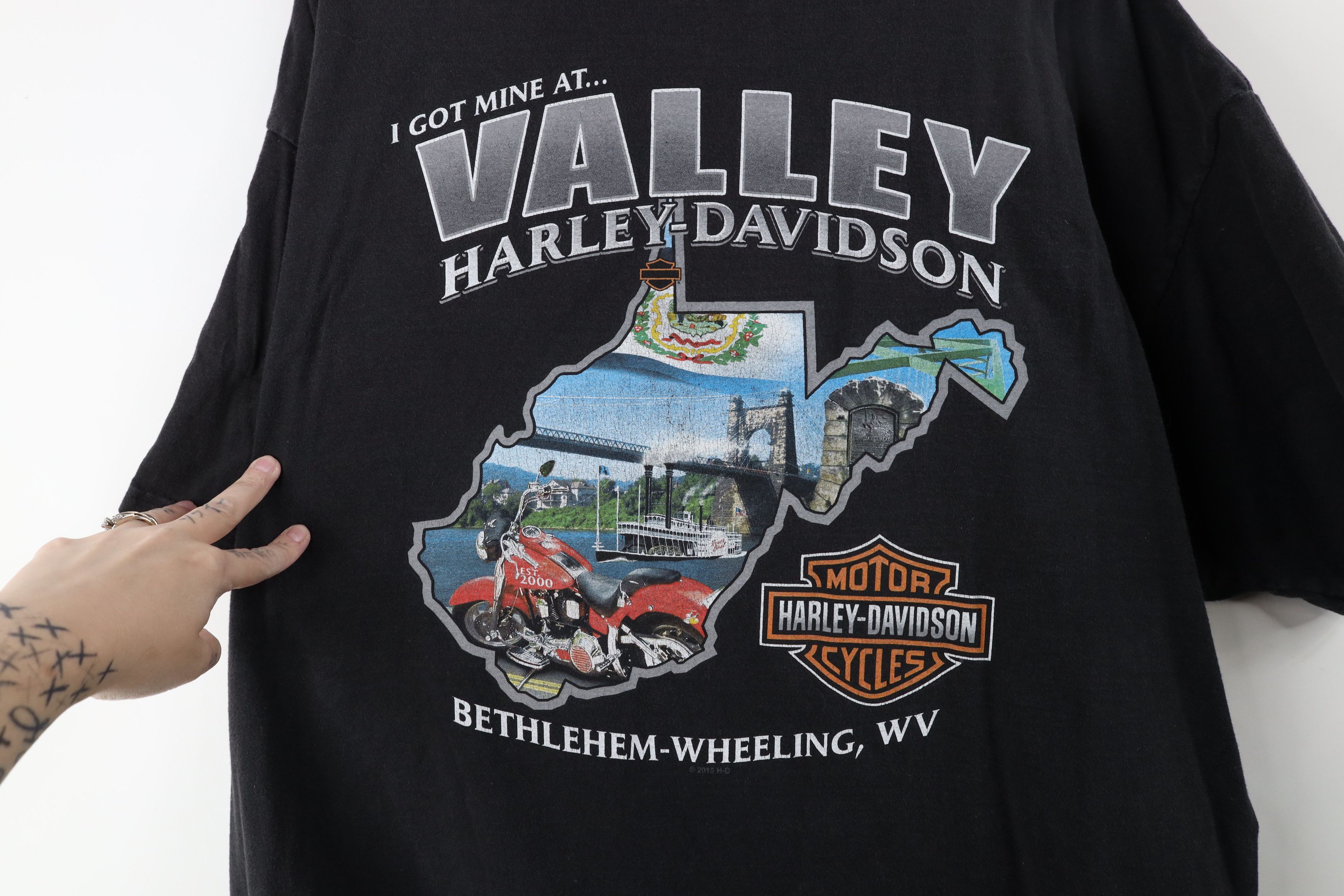 Harley Davidson Vintage Y2K Harley Davidson Faded Spell Out T-Shirt Black Size US XXL / EU 58 / 5 - 11 Thumbnail