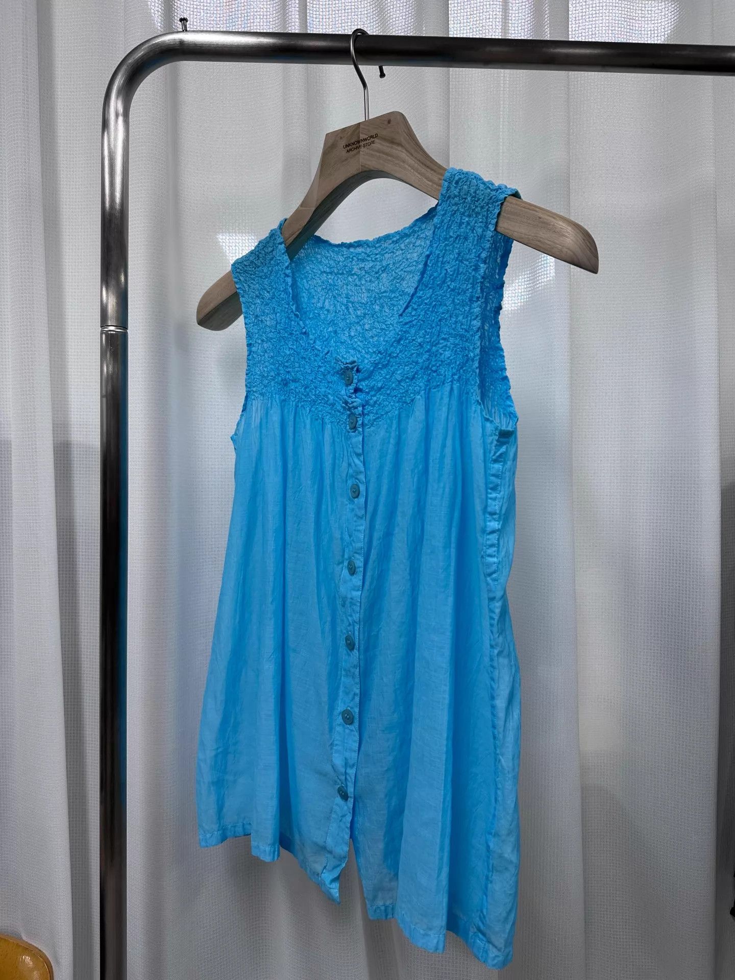 Issey Miyake Issey Miyake Me Pleated Water Blue Top Size ONE SIZE - 1 Thumbnail