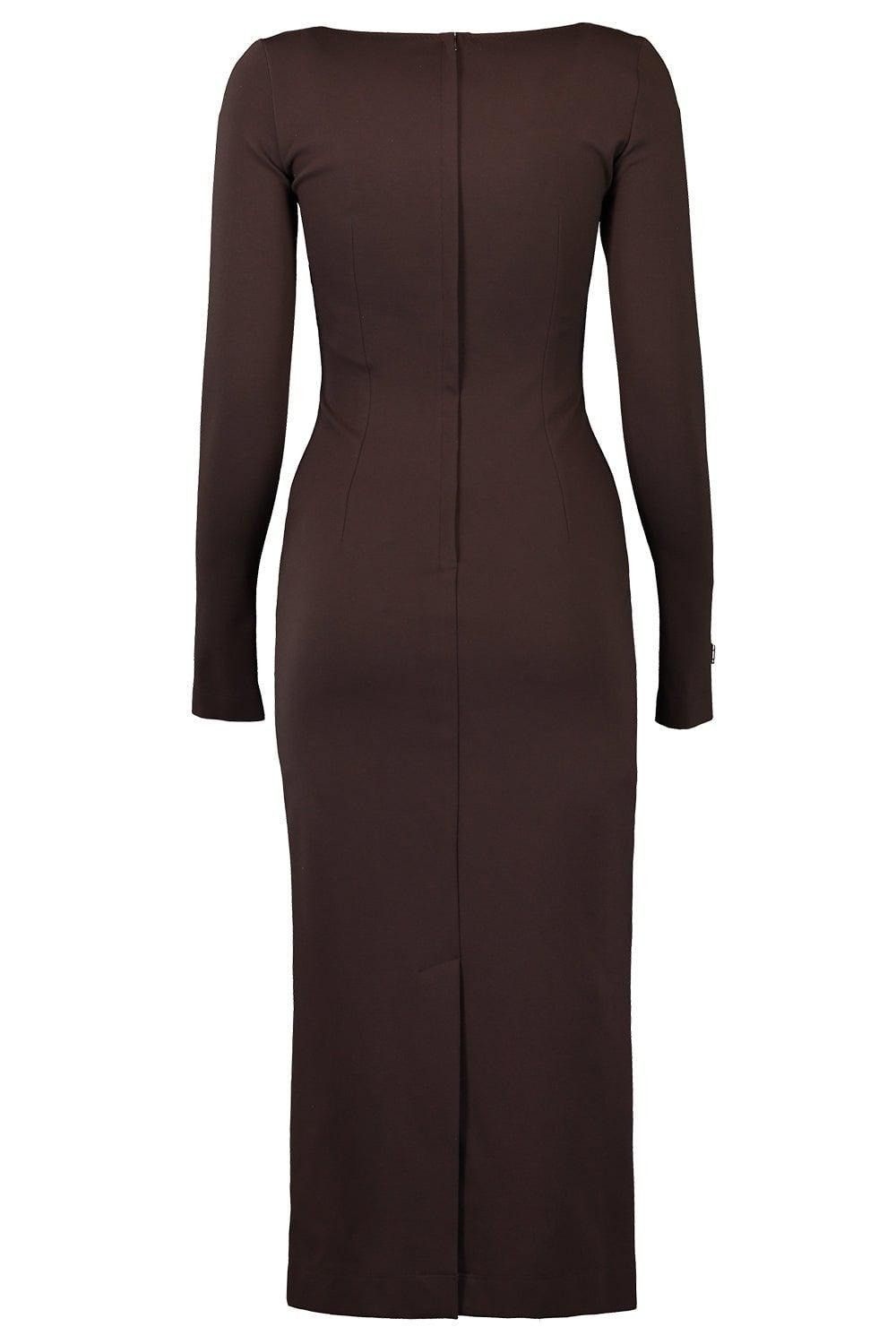 Dolce & Gabbana o1y0825 Midi Dress in Dark Brown Size M / US 6-8 / IT 42-44 - 2 Thumbnail
