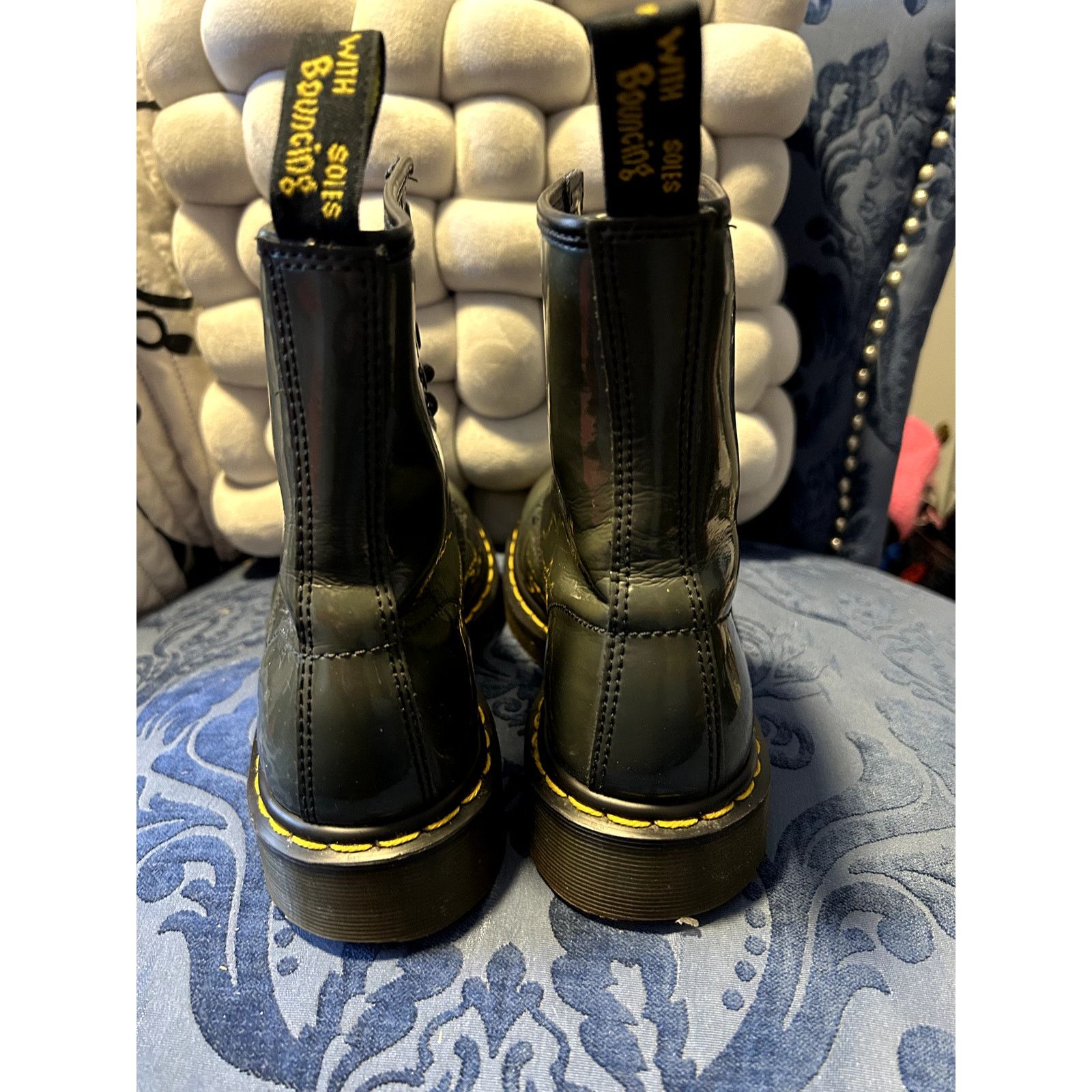 Dr. Martens Dr Martens Green Grey Patent Leather Boots Size 7/EU 38 Size US 7 / IT 37 - 6 Thumbnail