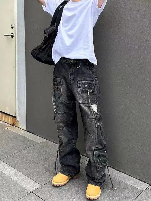 VIBE Vintage street hip-hop punk washed workwear ripped jeans Size US 28 / EU 44 - 8 Thumbnail