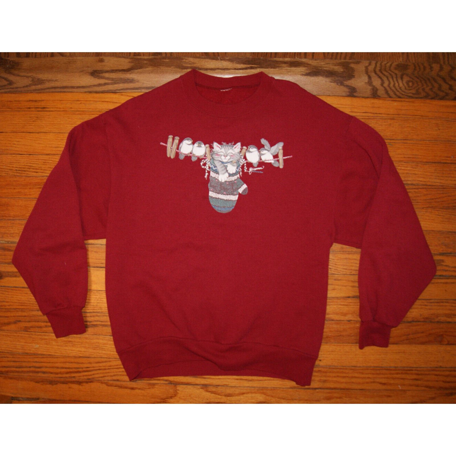 Other VTG Morning Sun Birds Kitten In Mitten Sweatshirt Womens L Size L / US 10 / IT 46 - 4 Thumbnail