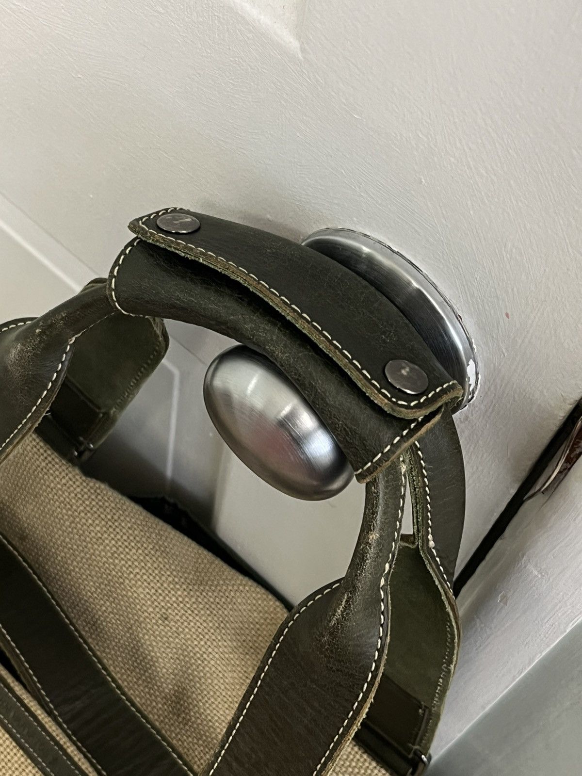 John Varvatos Leather and canvas duffel bag. Size ONE SIZE - 6 Thumbnail