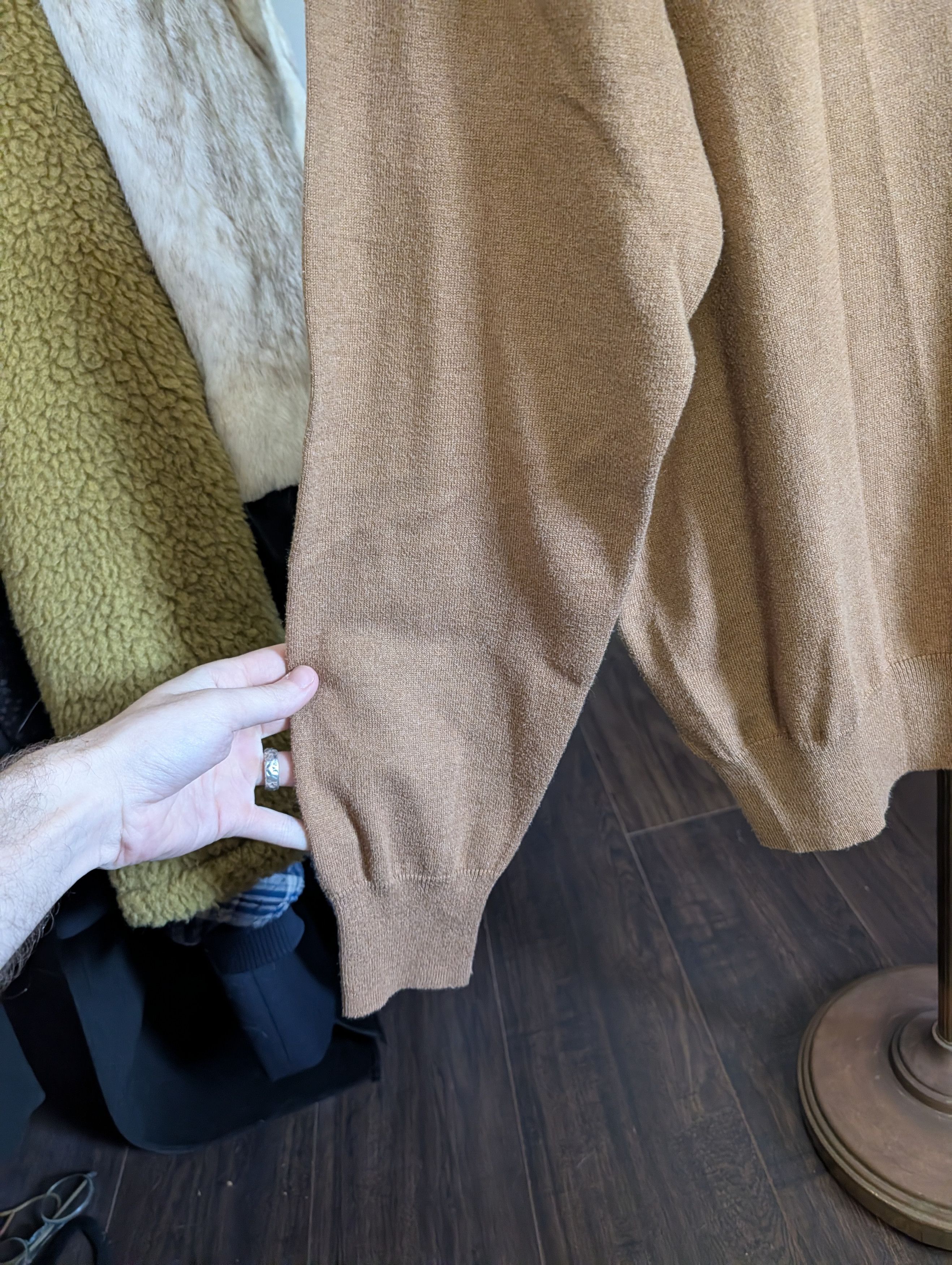 Orvis Cotton/silk/cashmere tan knit 1/4 zip sweater XL Size US XL / EU 56 / 4 - 8 Thumbnail