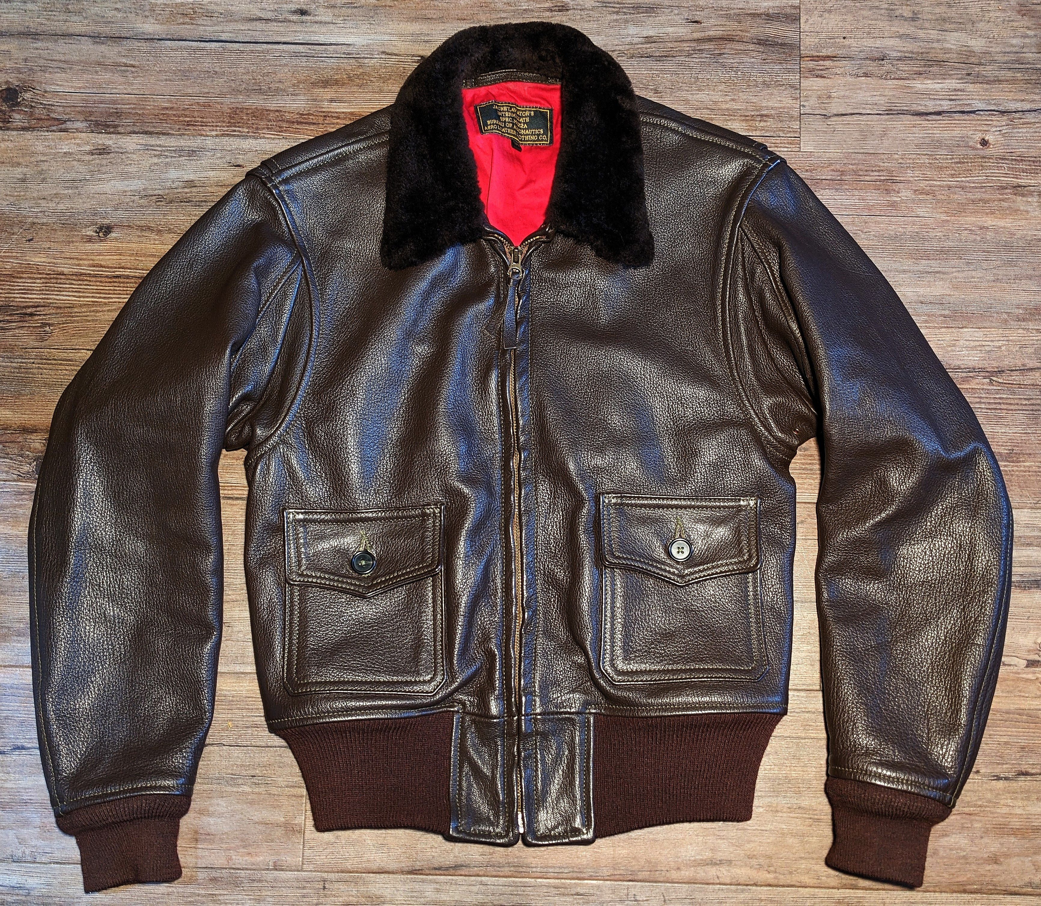 image of Aero Leather Us Navy Type M422A in Deep Brown, Men's (Size 2XS)