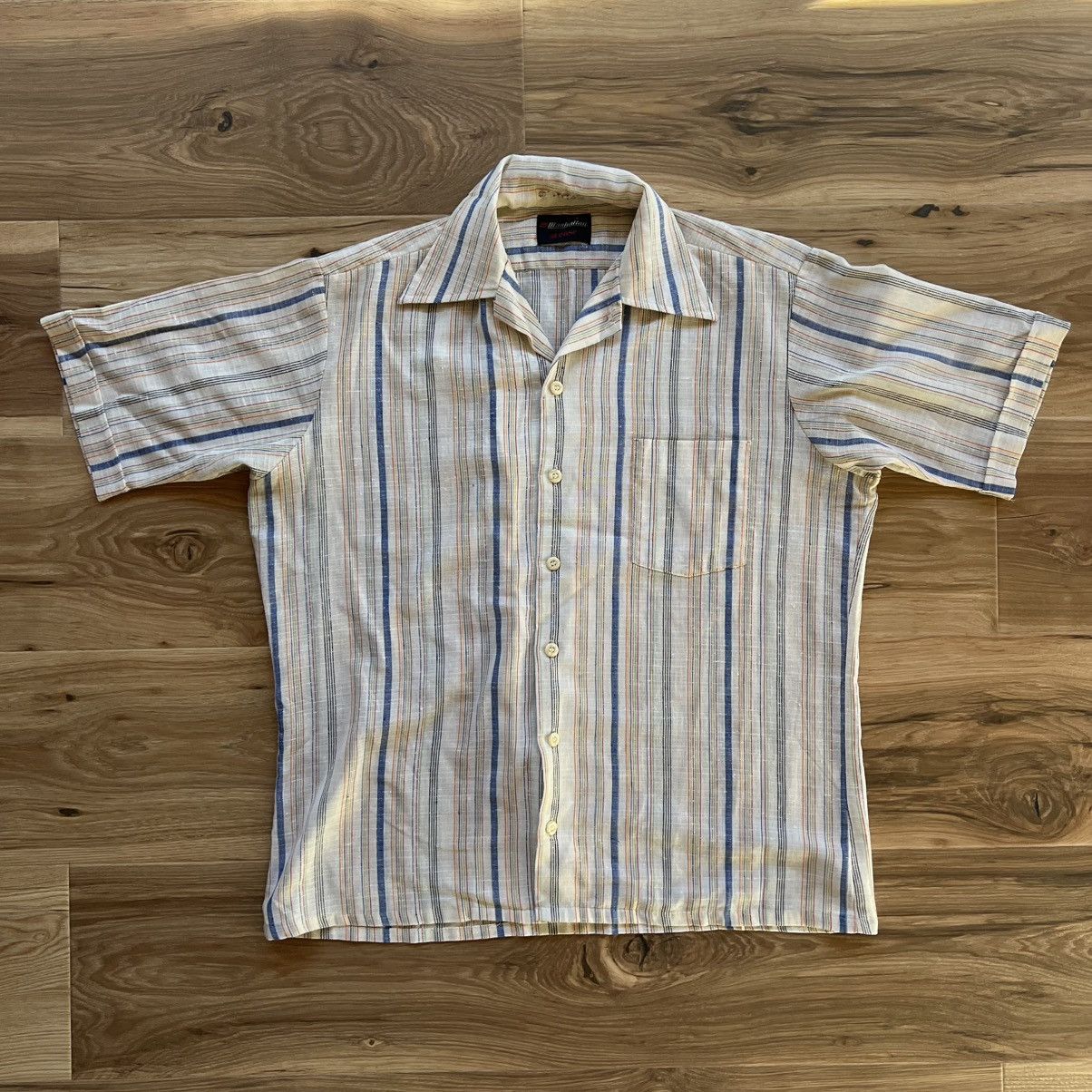 Other Manhattan At Ease Mens Button Up Shirt XL Multicolor Large Size US XL / EU 56 / 4 - 1 Thumbnail