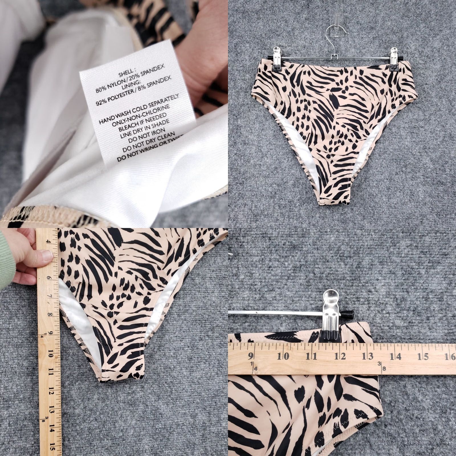 Vintage Shade & Shore Bikini Women 34C Beige Leopard Cheeky Two Piece Cross Back Bralette Swim Top Bottom Beach Size ONE SIZE - 8 Thumbnail